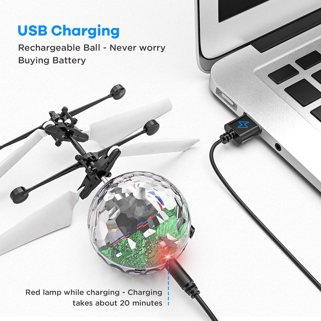STREET WALK Flying Toy Ball Infrared Induction RC Flying Toy Built-in LED Light Disco Helicopter Shining Colorful Flying Drone Indoor and Outdoor Games Toys for 6 7 8 9 10 Year Old Boys and Girls