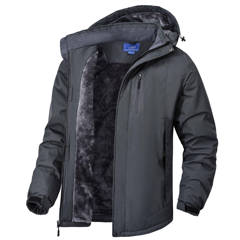 Rapoo Winter Jackets for Men Winter Coats for Men Rain Waterproof Windbreaker Warm Snowboard Ski Snow Softshell Jacket Coats Raincoat Darkgrey 2XL