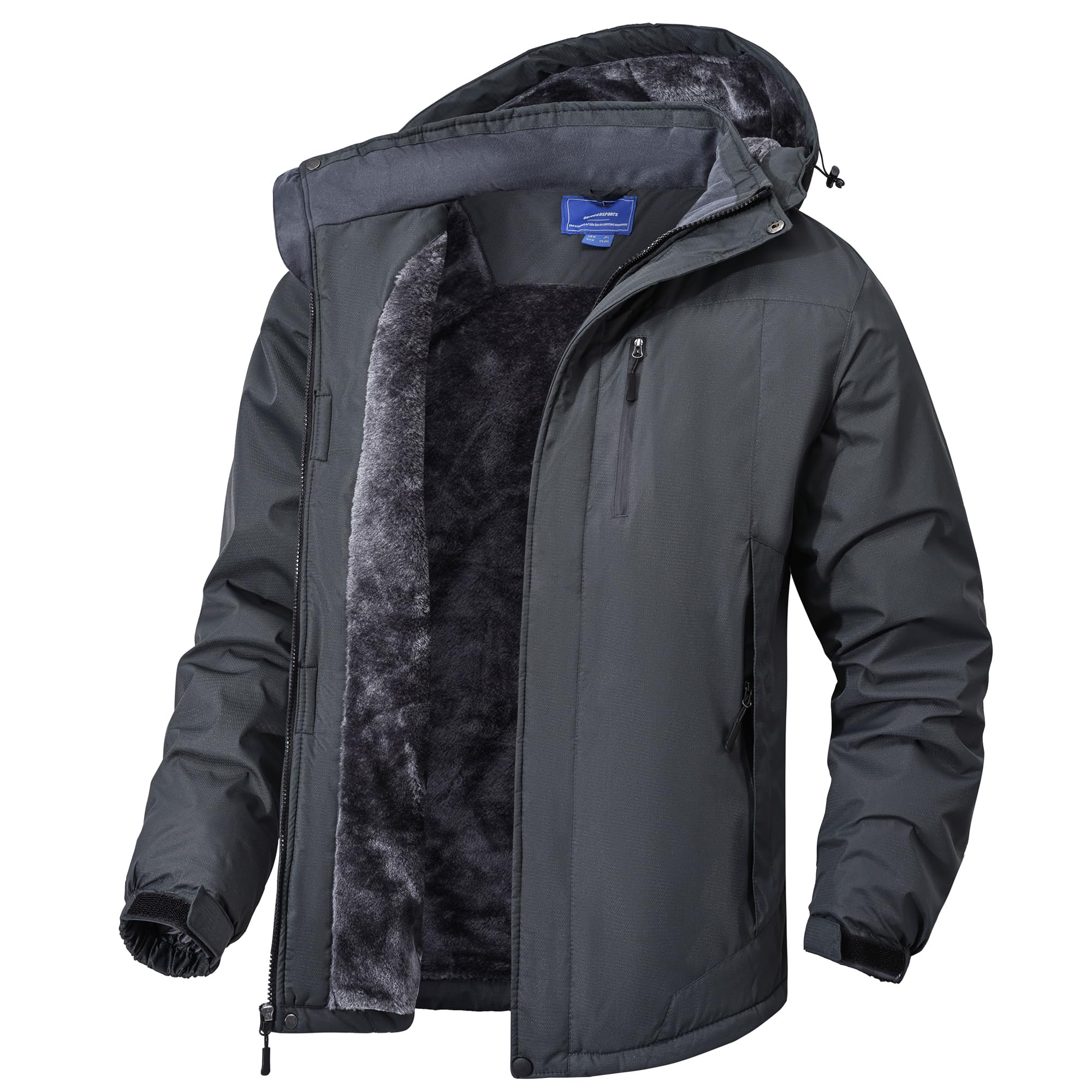 Rapoo Winter Jackets for Men Winter Coats for Men Rain Waterproof Windbreaker Warm Snowboard Ski Snow Softshell Jacket Coats Raincoat Darkgrey 2XL