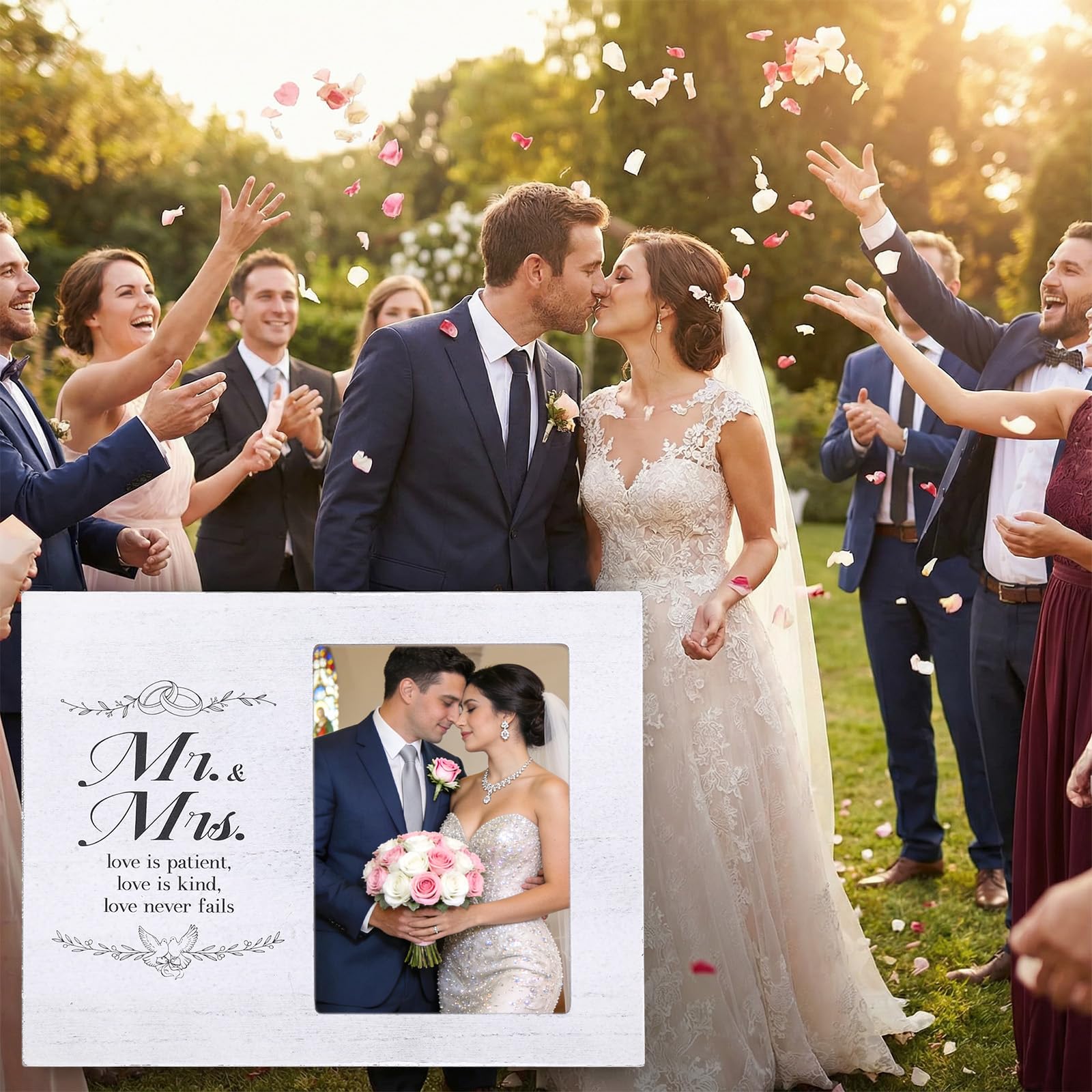 Mr & Mrs Wedding Picture Frames for 4x6inch Photo, Wedding Gifts for Couples 2026 to Celebrate Marriage Photo Frames Gifts for Newlyweds, Personalized Bridal Shower Couples Keepsake Tabletop Home Wall Decor