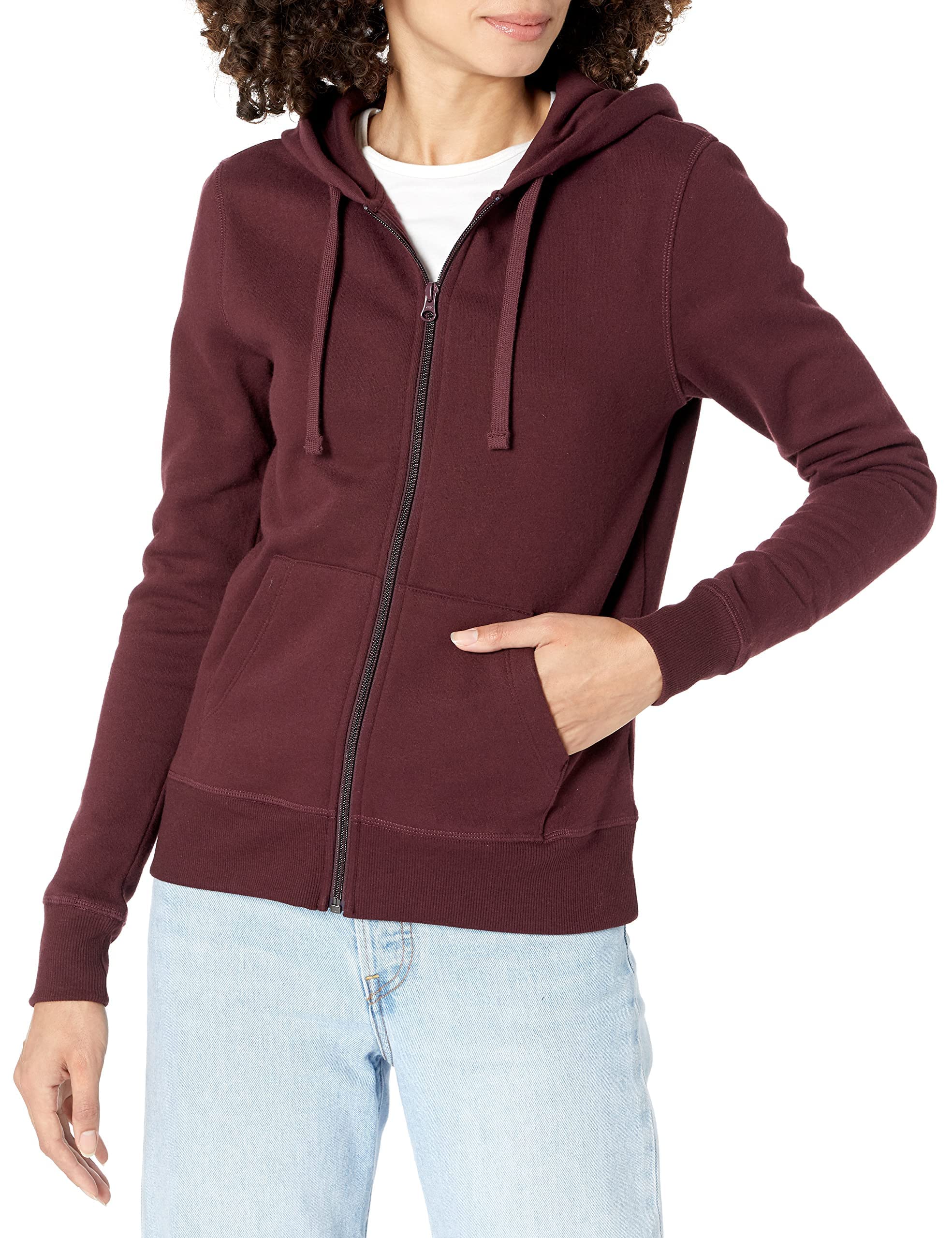 Amazon Essentials Women's Fleece Full-Zip Hoodie (Available in Plus Size), Burgundy, X-Large