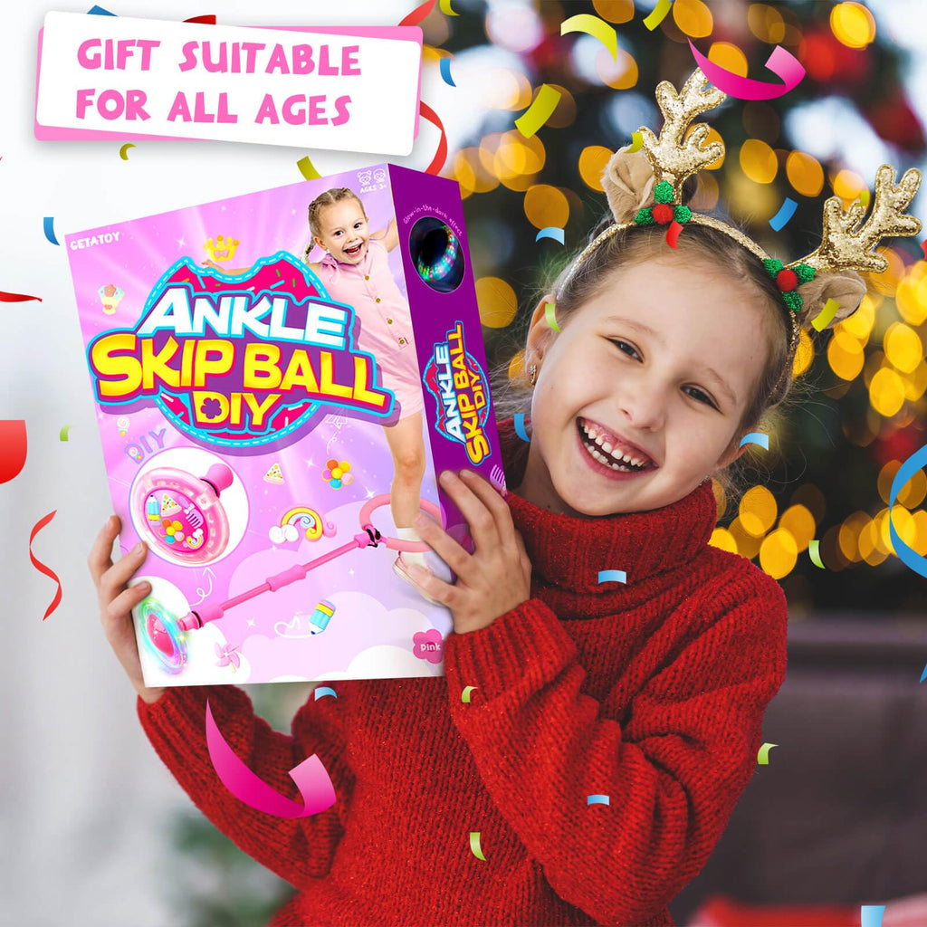 Getatoy Ankle Skip Ball for Kids: Toys for 4-8 Years Old Girls, Skip Ball Toy for Girls, Outdoor Toys Gifts for Kids Ages 8-12 6-8 Skip Toy 8 Year Old Girl Birthday Gift