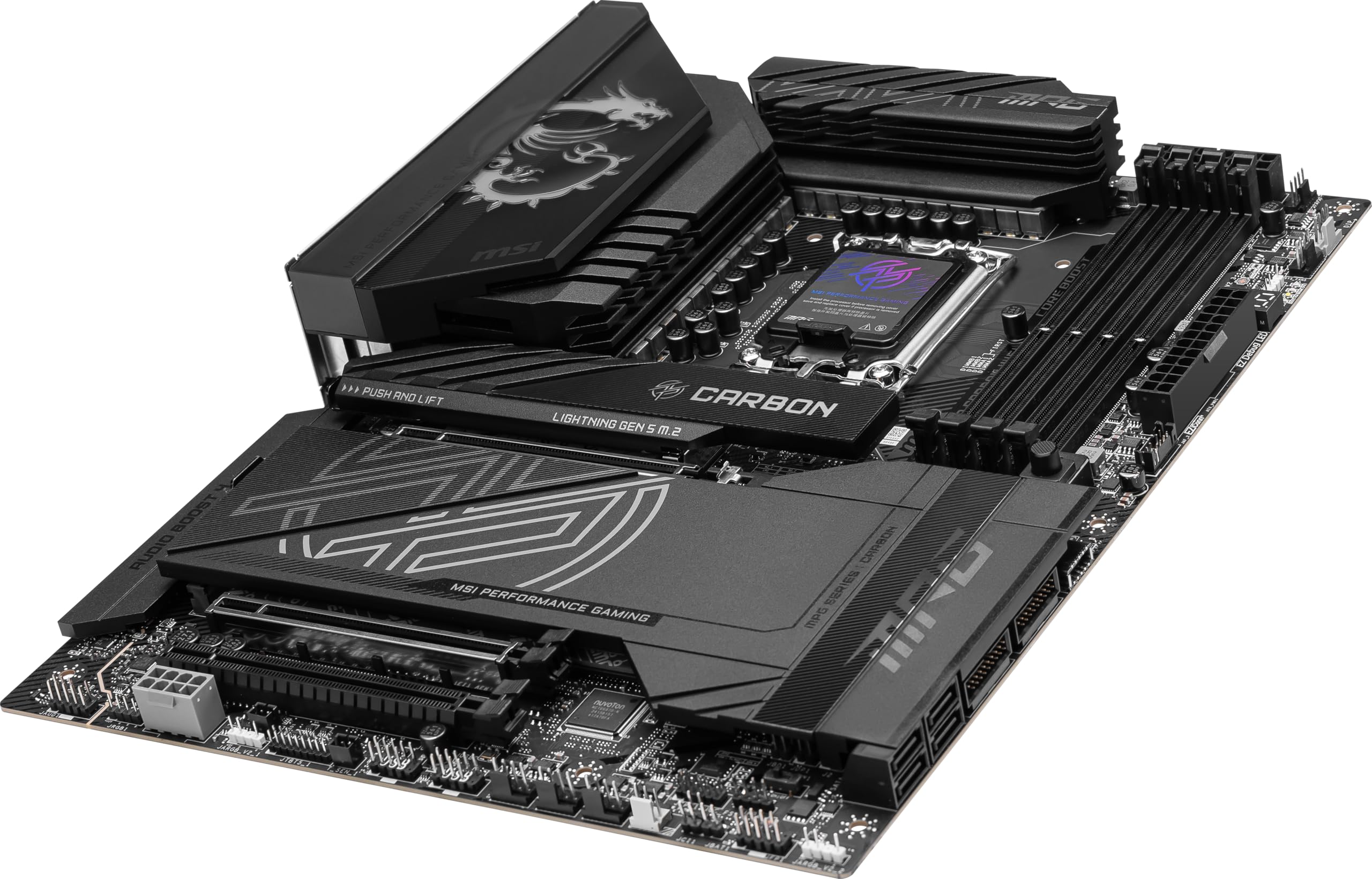 MSI MPG Z890 Carbon WiFi Gaming Motherboard (Support Core Ultra Series 2 Intel Processors, LGA 1851, DDR5, PCIe 5.0, M.2, SATA, 5Gbps LAN, USB Type-C, Wi-Fi 7, Bluetooth 5.4, Thunderbolt 4, ATX)