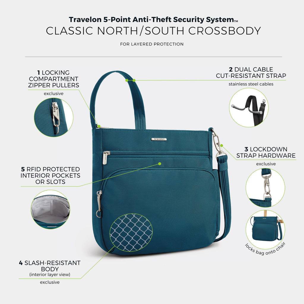 Travelon Anti-Theft Classic North/South Crossbody Bag