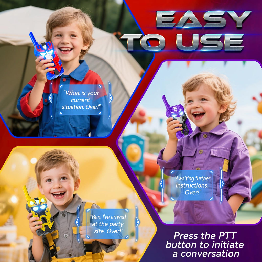Transform Toys Walkie Talkies for Kids, 3 Pack with Cool Light-Up Eyes & 2500 FT Range, Outdoor Camping Toys, Birthday Gifts for Boys Girls Ages 3-12