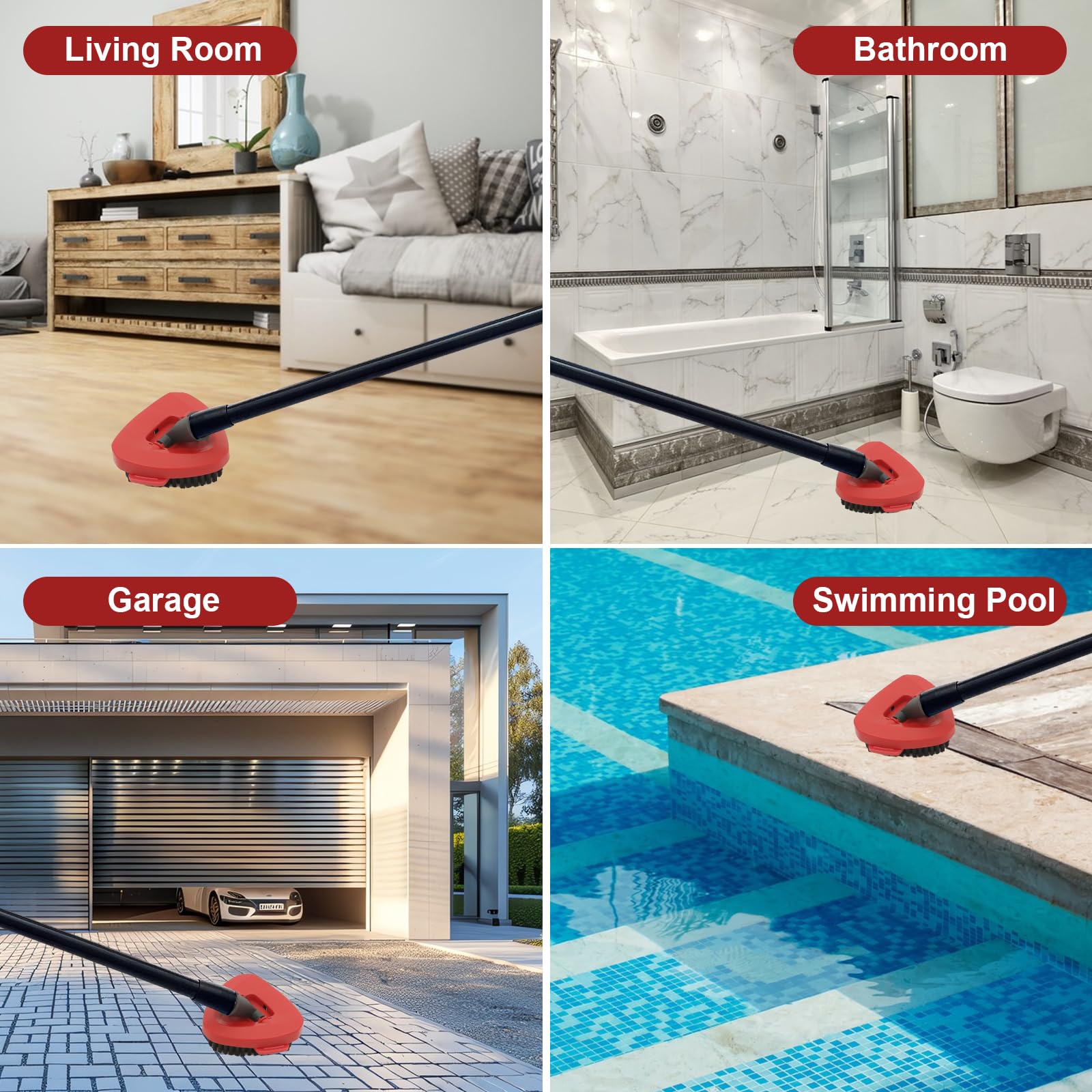 4 Pieces Mop Head Replacement Set Compatible with Ocedar RinseClean 2 Tank System, 2 Pack Microfiber Mop Replace Head, 1 Pack Scrub Brush Scrubber Mop Head, 1 Mop Base for Household Cleaning