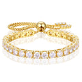 Moissanite Tennis Bracelet, 8.69 Carats Adjustable Bracelet for Women 18K Yellow Gold Plated S925 Sterling Silver Tennis Bracelet D Color VVS1 Round Cut 4MM Moissanite Bracelet Non Tarnish Bracelets
