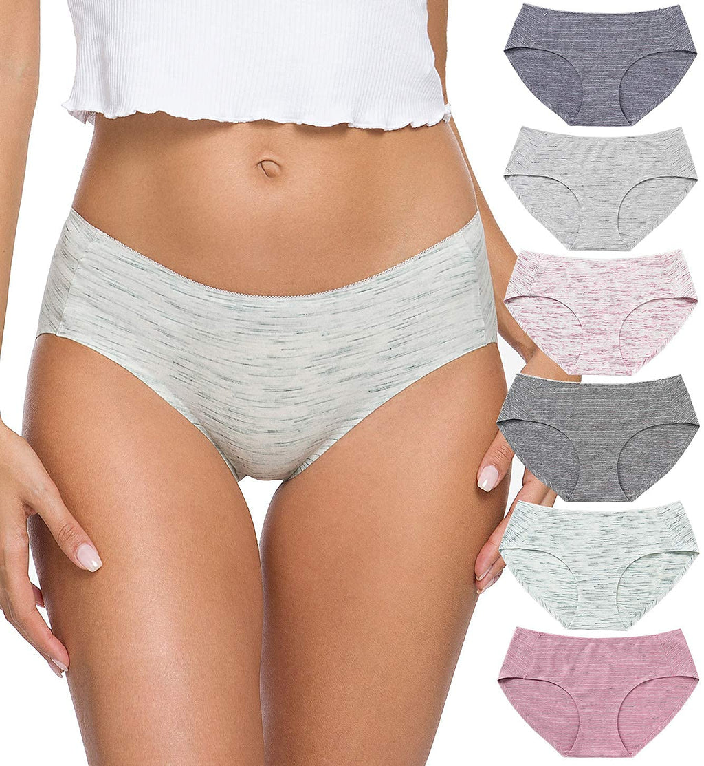 Wealurre Cotton Bikini Women's Breathable Panties Seamless Comfort Underwear(3128L,Stripe 2)