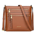Over Earth Leather Crossbody Bags for Women Medium Shoulder Purse Multi Pocket Shoulder Handbag with Adjustable Strap(O199E Brown)