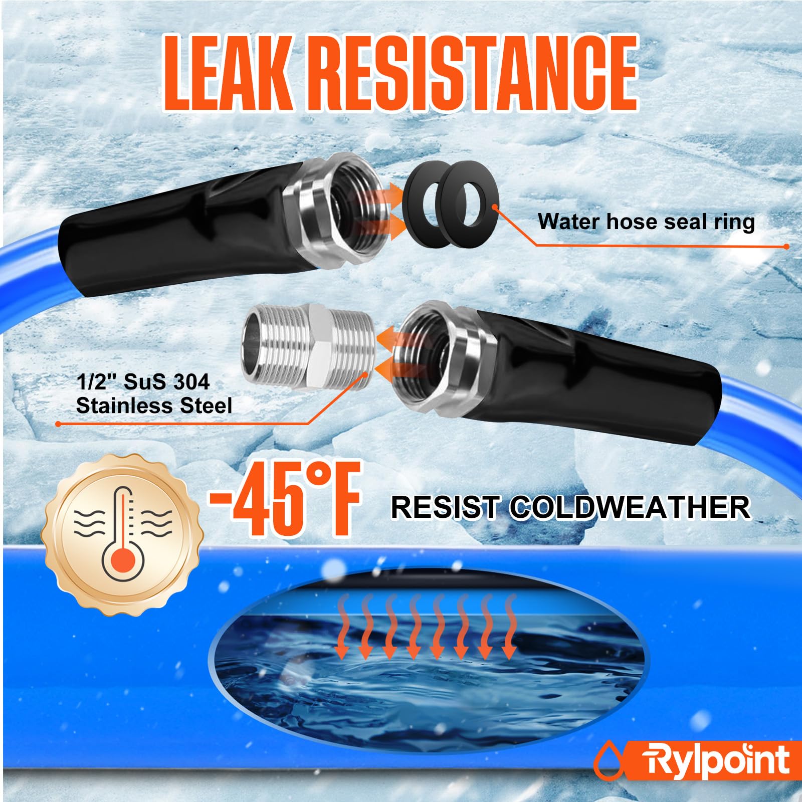 50FT Heated Water Hose for RV,Heated Drinking Water Hose,Lead and BPA Free,1/2"Inner Diameter,Temperatures Down to -47°F,Rv Accessories for Campers, Livestock, Agriculture