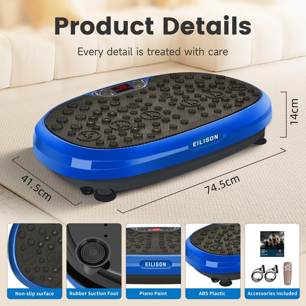 EILISON FitMax 3D XL Vibration Plate Exercise Machine - Whole Body Workout Vibration Platform w/Loop Bands - Lymphatic Drainage Machine for Weight Loss, Shaping, Wellness, Recovery
