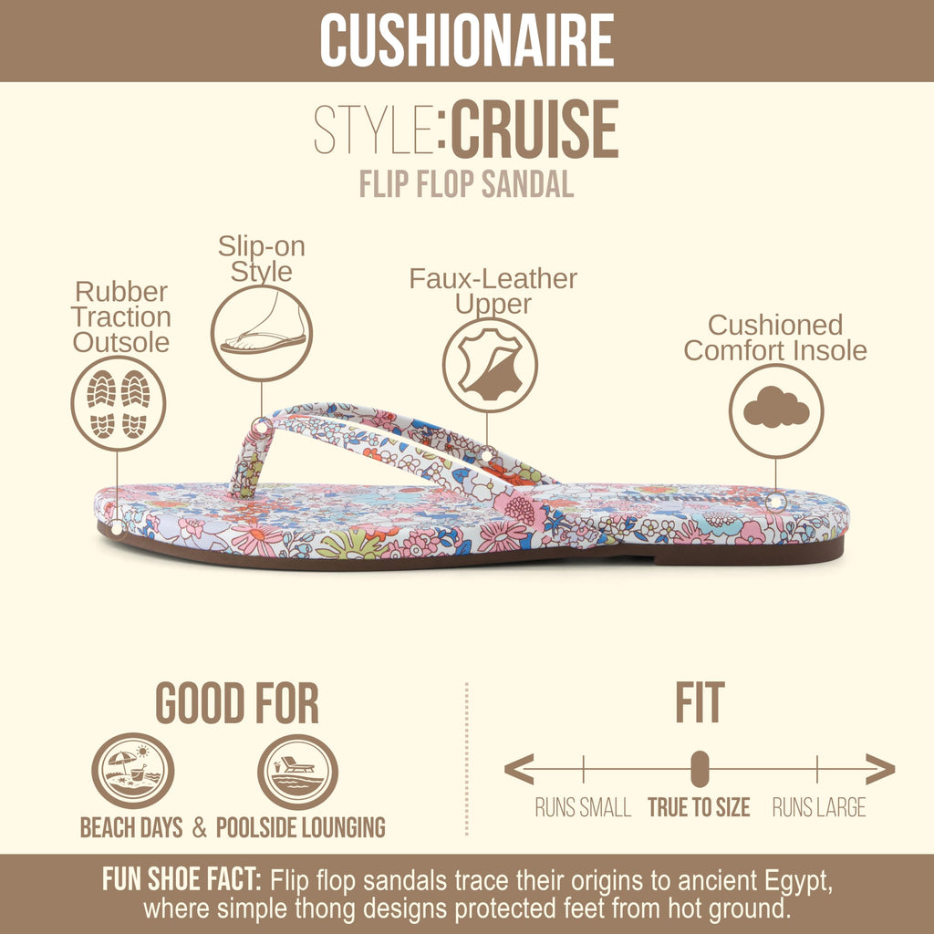 CUSHIONAIRE Cruise Lightweight Womens Flip Flops, Comfortable Beach Sandals for Women with Cushioned Footbed & Flexible Slip On Design, PINK 10