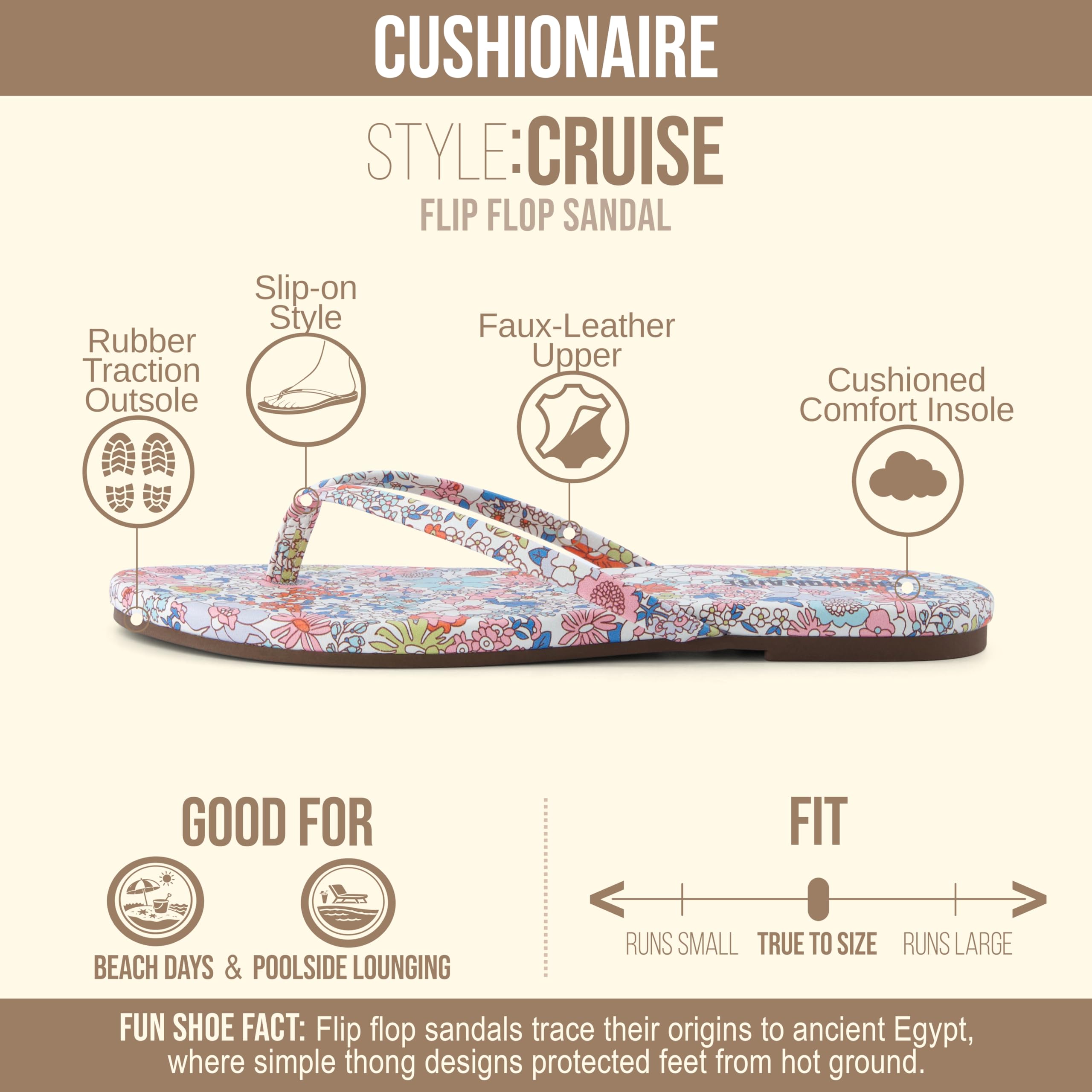 CUSHIONAIRE Cruise Lightweight Womens Flip Flops, Comfortable Beach Sandals for Women with Cushioned Footbed & Flexible Slip On Design, PINK 10