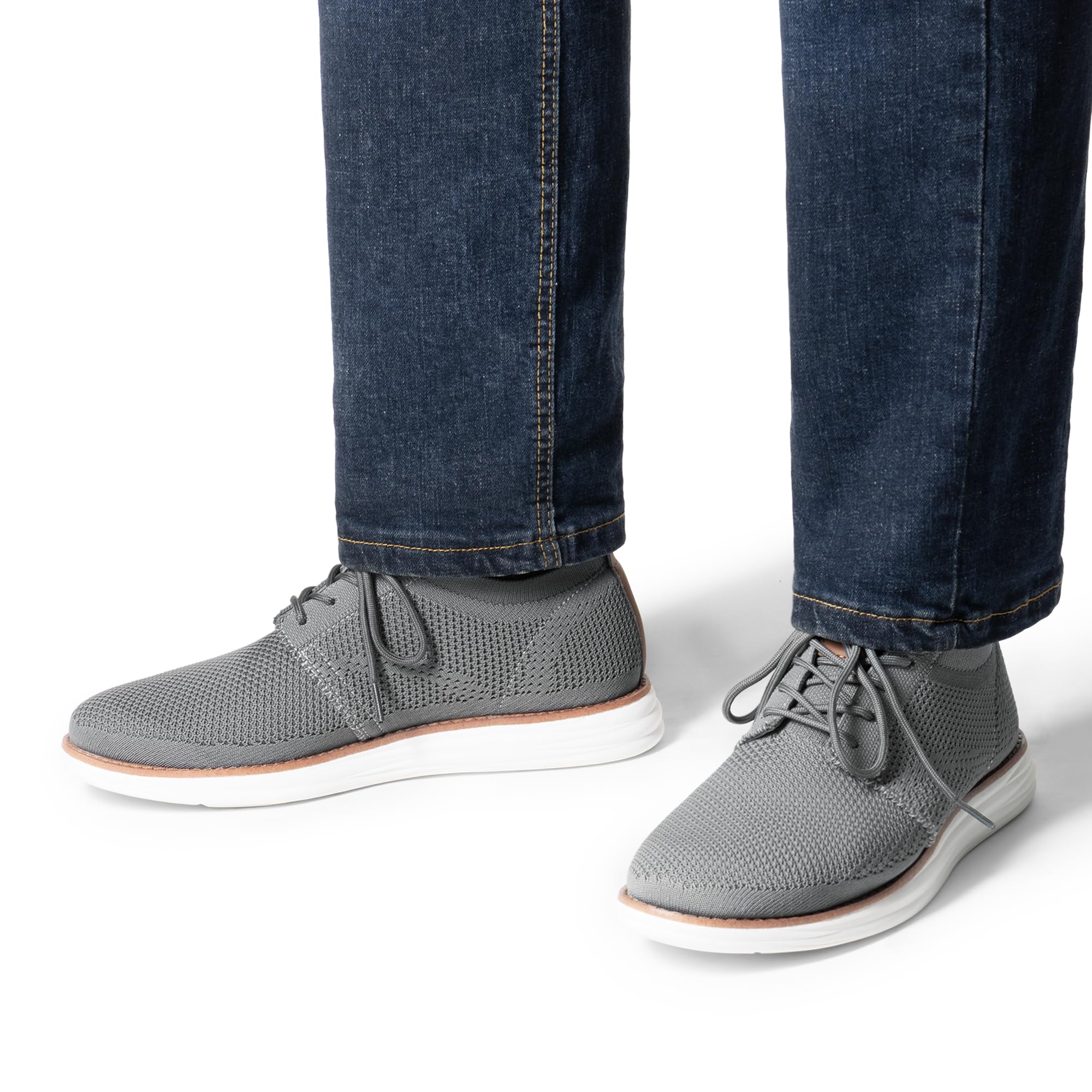 Bruno Marc Men's KnitFlex Breeze Mesh Sneakers Oxfords Lace-Up Lightweight Casual Walking Shoes,Size 10.5,Dark Grey,GRAND-01