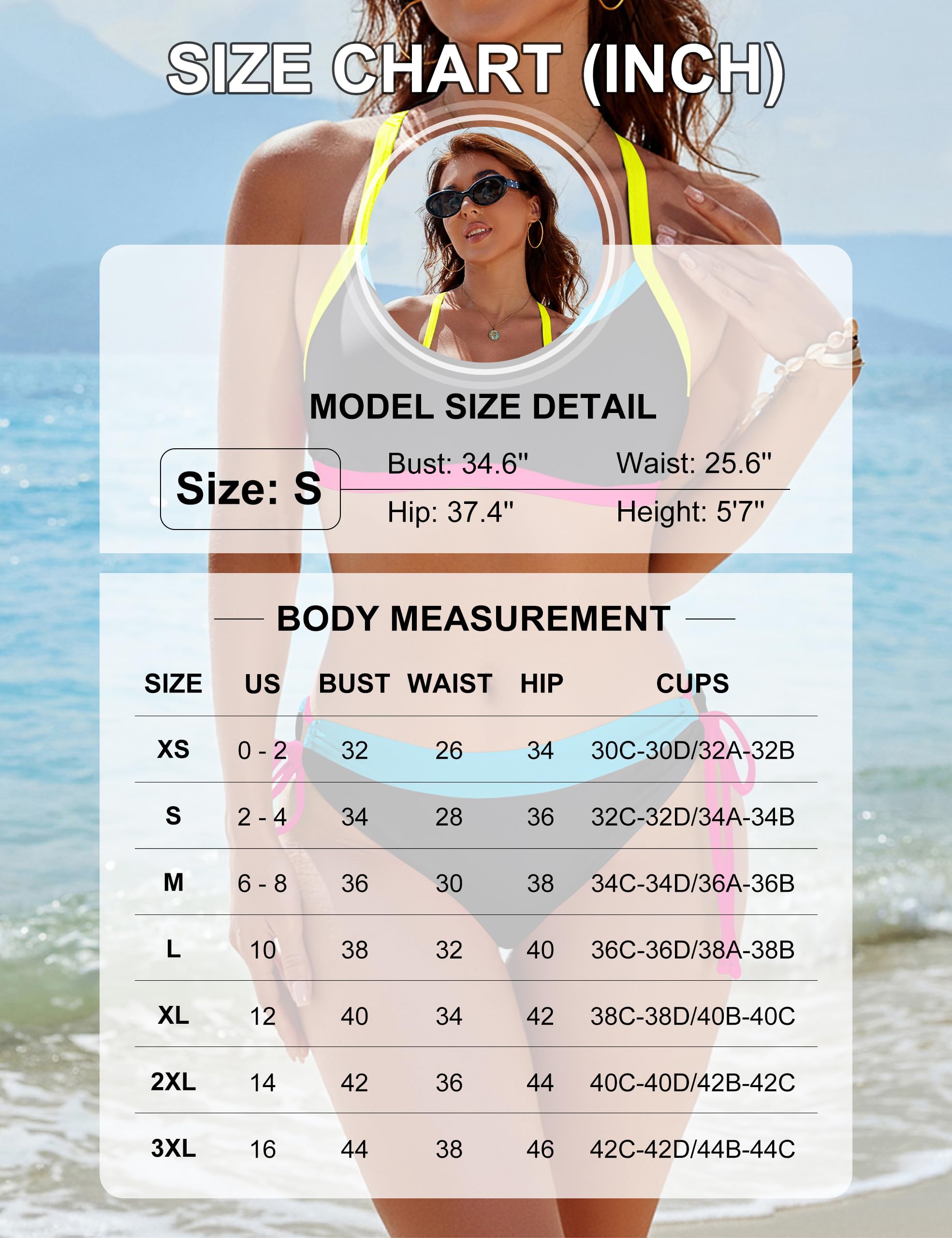 BMJL Womens Bikini Sets Color Block Swimsuits Supportive Wide Strap Two Piece Bathing Suit 2026(L,Black)