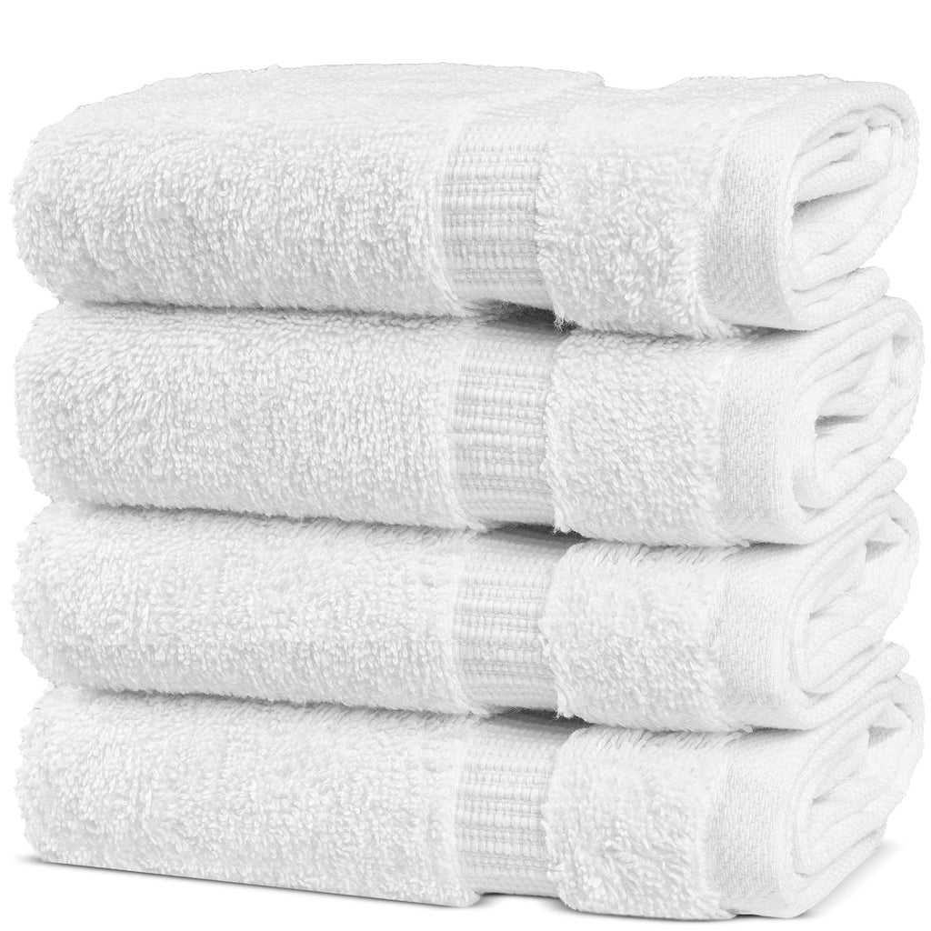 Chakir Turkish Linens | Hotel & Spa Quality 100% Cotton Premium Turkish Towels | Soft & Absorbent (4-Piece Washcloths, White)