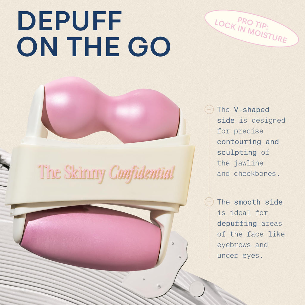 The Skinny Confidential Mint Ice Roller for Face - Compact Facial Skin Care Tools for Sculpting & Contouring - Cold Therapy Facial Rollers May Reduce Puffiness & Redness - Beauty Gifts for Women & Men