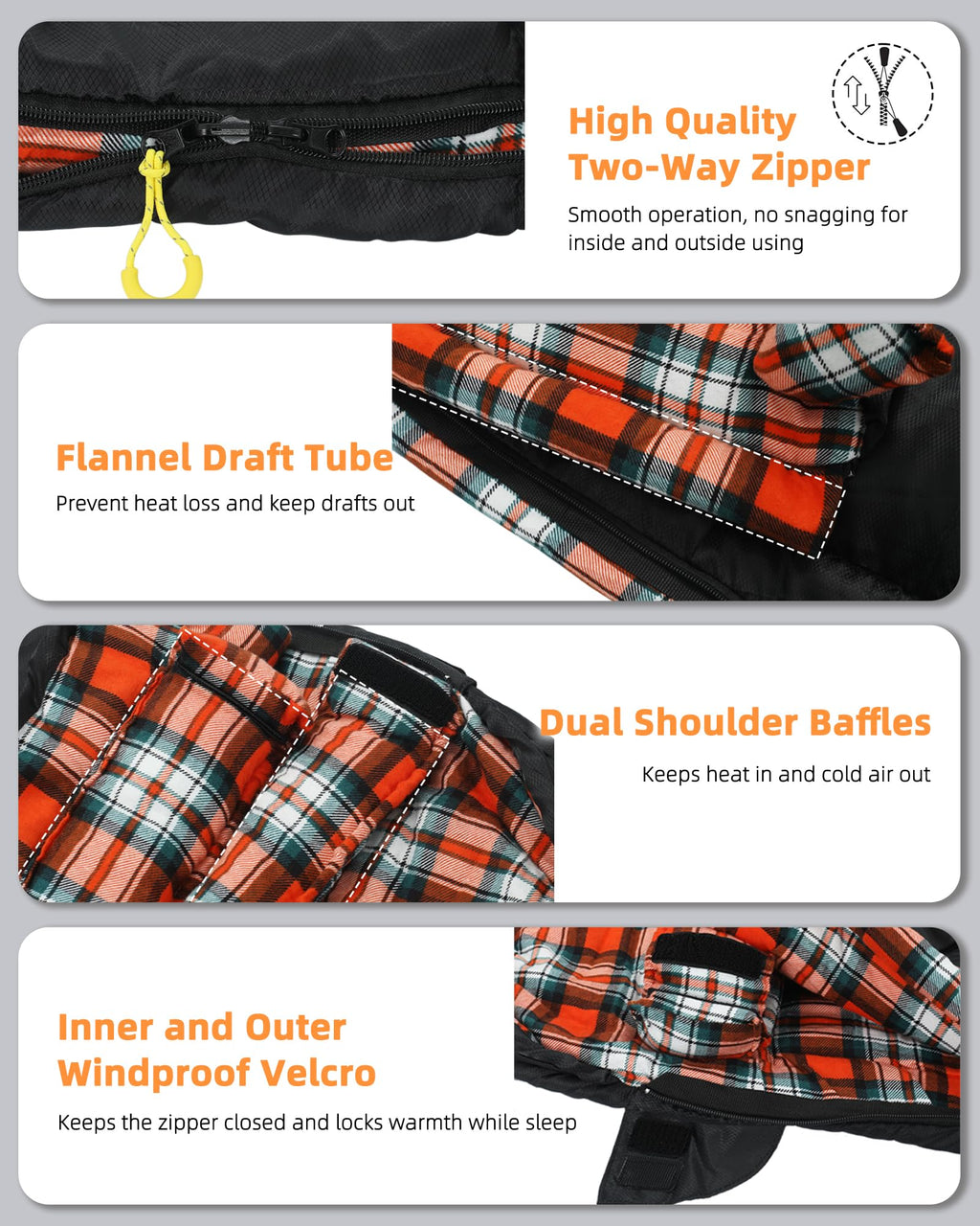 Cotton Flannel Sleeping Bag for Adults,4 Season Extra Wide Big&Tall XXL Portable Sleeping Bags for Warm Cold Weather Winter,Camping SleepingBag with Compression Sack,Hiking Backpacking,Indoor Outdoor