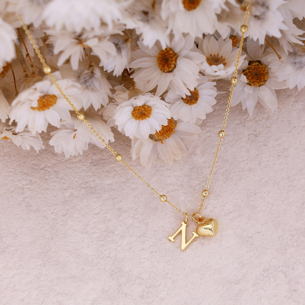 SELSHELetter Necklace for Women,Dainty Gold Initial Necklace 14K Gold Plated Cute Heart Initial Necklaces for Women Trendy Personalized Name Necklace Non Tarnish Gold Pendant Necklace Gold Jewelry