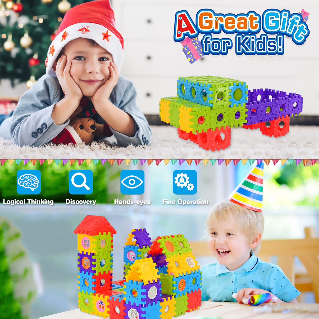 FUBAODA Building Blocks for Toddlers & Kids 180 Pcs Toy Building Sets – STEM Building Toys –Interlocking Building Blocks for Toddlers and Kids