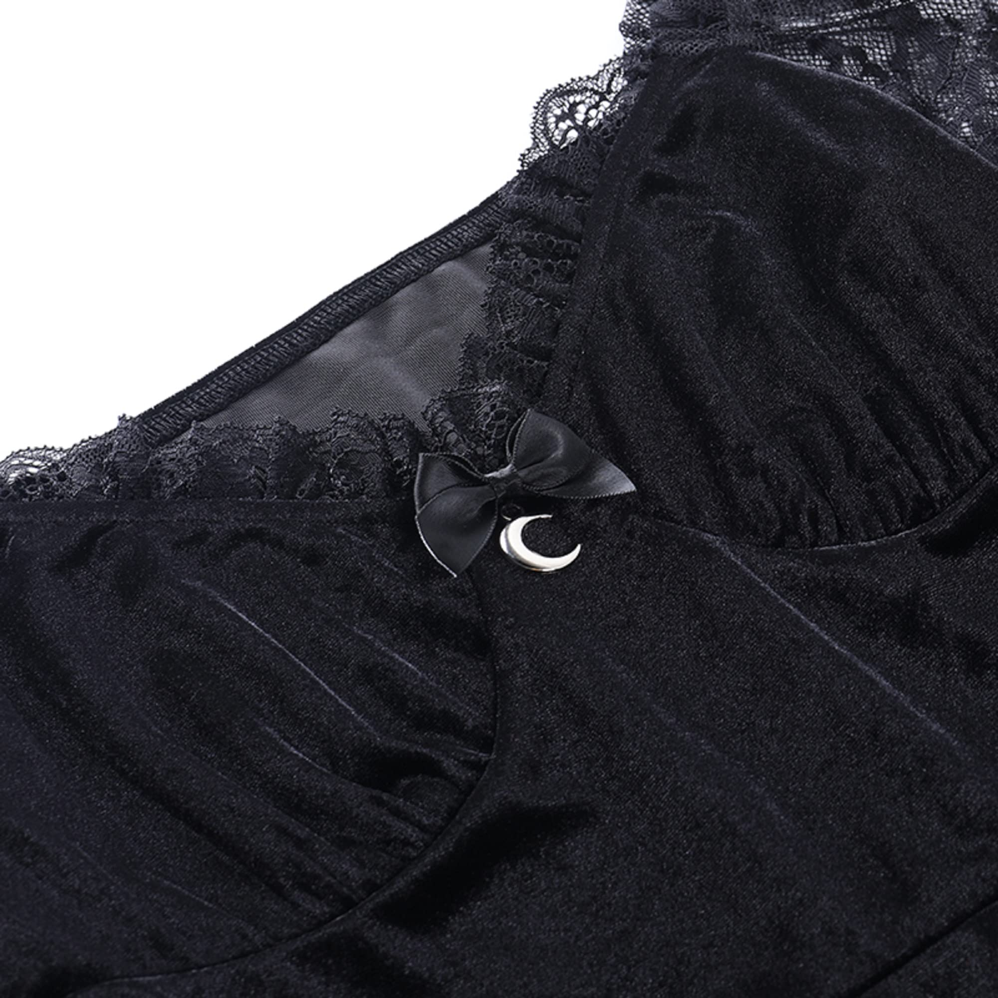 TSMNZMU Women Gothic Velvet Dress - Flared Lace Long Sleeve Midi Dresses - Lolita Fairy Grunge Harajuku Dress Alt Clothes