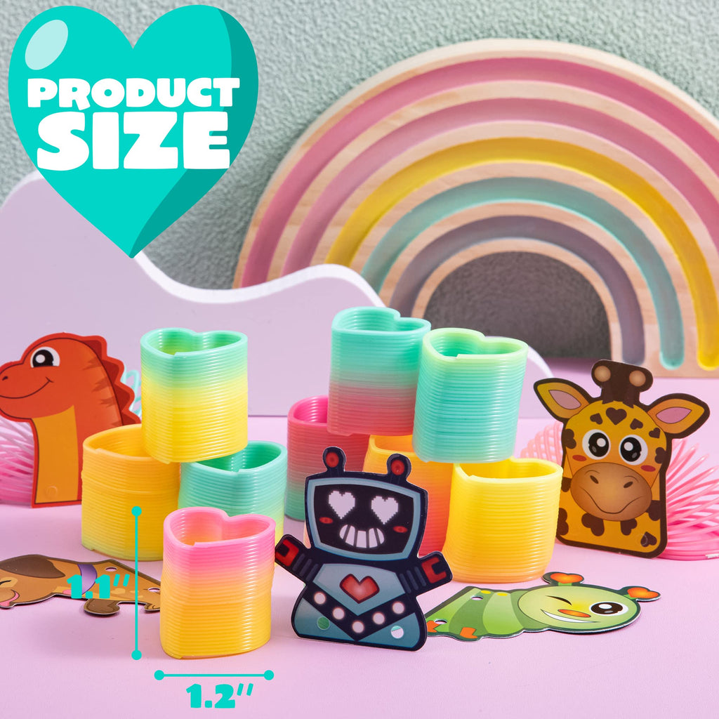 JOYIN 28 Packs Valentine's Day Animal Cards with Coil Springs Rainbow Springs, Stress Relief Coil Toys with Cards for Kids Valentine's Classroom Exchange Prizes Game Prizes, Valentine's Party Favors