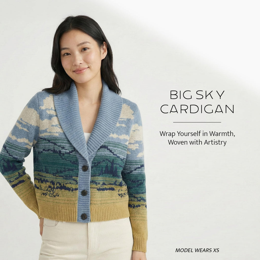 Pendleton Big Sky Cardigan for Women, 100% Cotton Sweater, Lightweight Casual Women's Cardigan, Made in USA, Landscape Pattern Knitwear