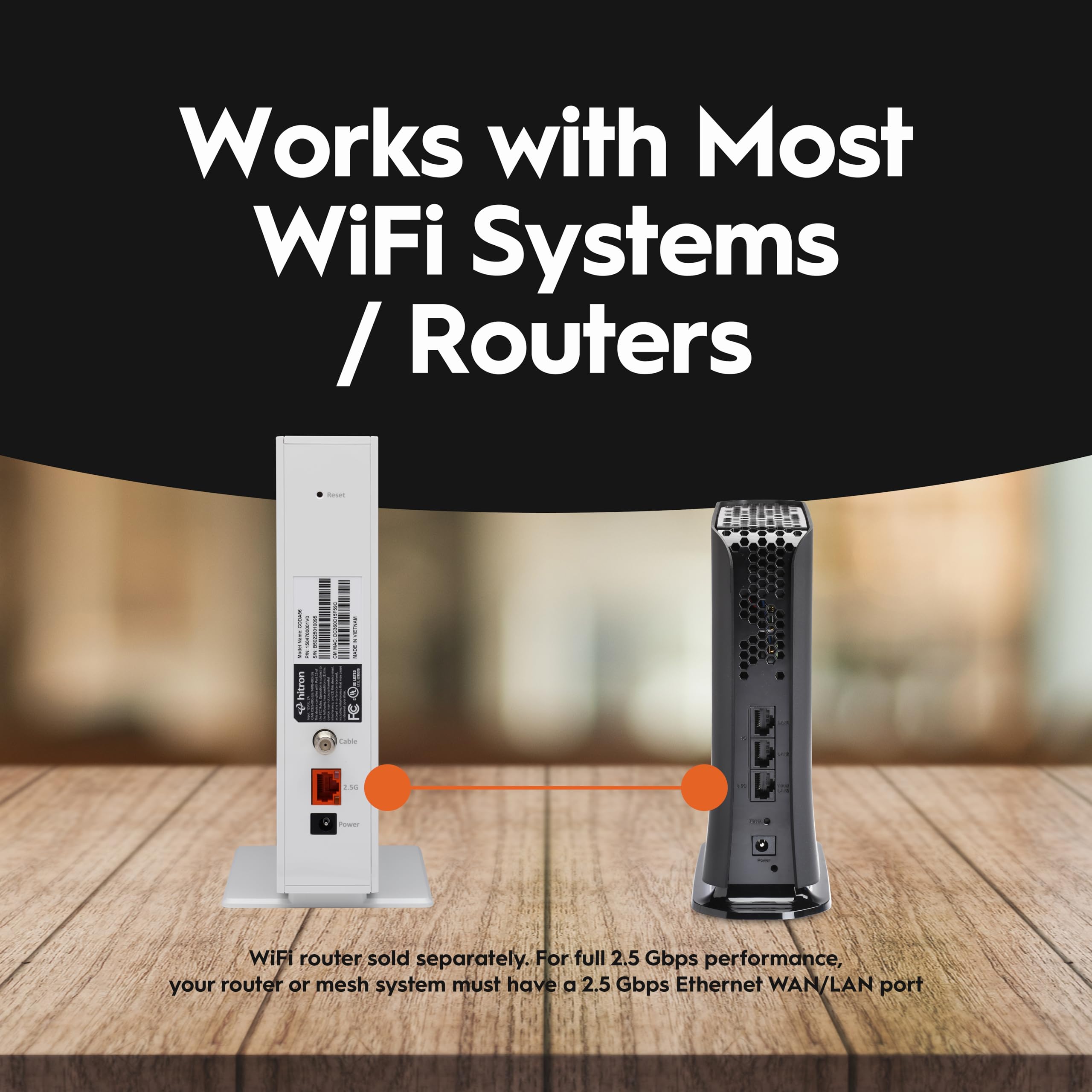 Hitron CODA56 Multi-Gigabit DOCSIS 3.1 Modem | 2.5 Gbps Max Internet Speeds | Certified with Xfinity, Charter Spectrum, Cox | 2.5 Gbps Ethernet Cable Modem ONLY | Requires Separate WiFi Router