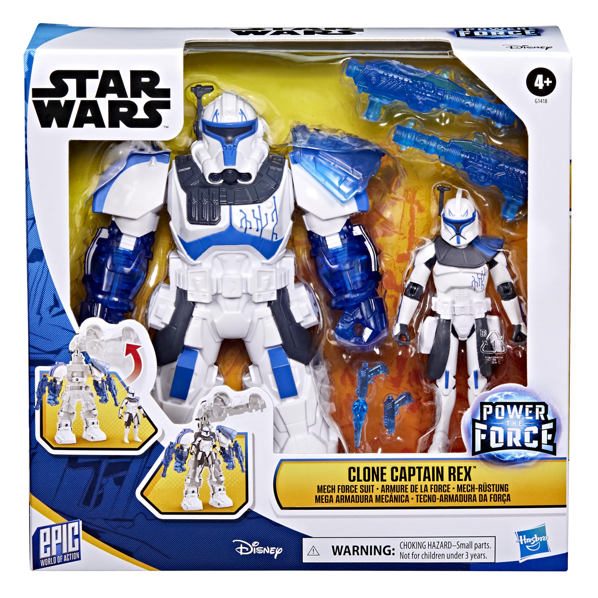 STAR WARS Epic World of Action Clone Captain Rex Mech Force Suit, 6.5-Inch Mech Suit & 4-Inch Action Figure, Toys for Boys & Girls Ages 4+ (Amazon Exclusive)