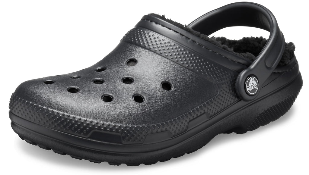 Crocs Unisex Adult Men's and Women's Classic Lined | Fuzzy Slippers Clog, Black/Black, 9 Women 7 Men US