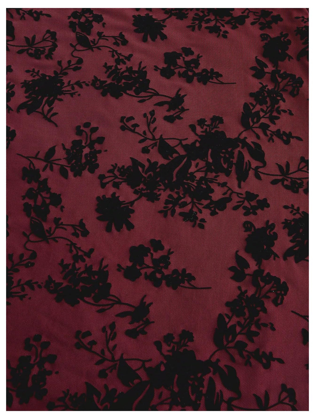 WDIRARA Women's Floral Jacquard Mesh Gothic Dress Bell Long Sleeve A Line Vintage Dresses Burgundy Small