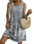 Zeagoo Summerf Dresses for Women 2026 Casual Sleeveless Summer Mini Dress A-Line Flowy Boho Beach Dresses with Pokcets Swing Floral Tshirt Sundress,S