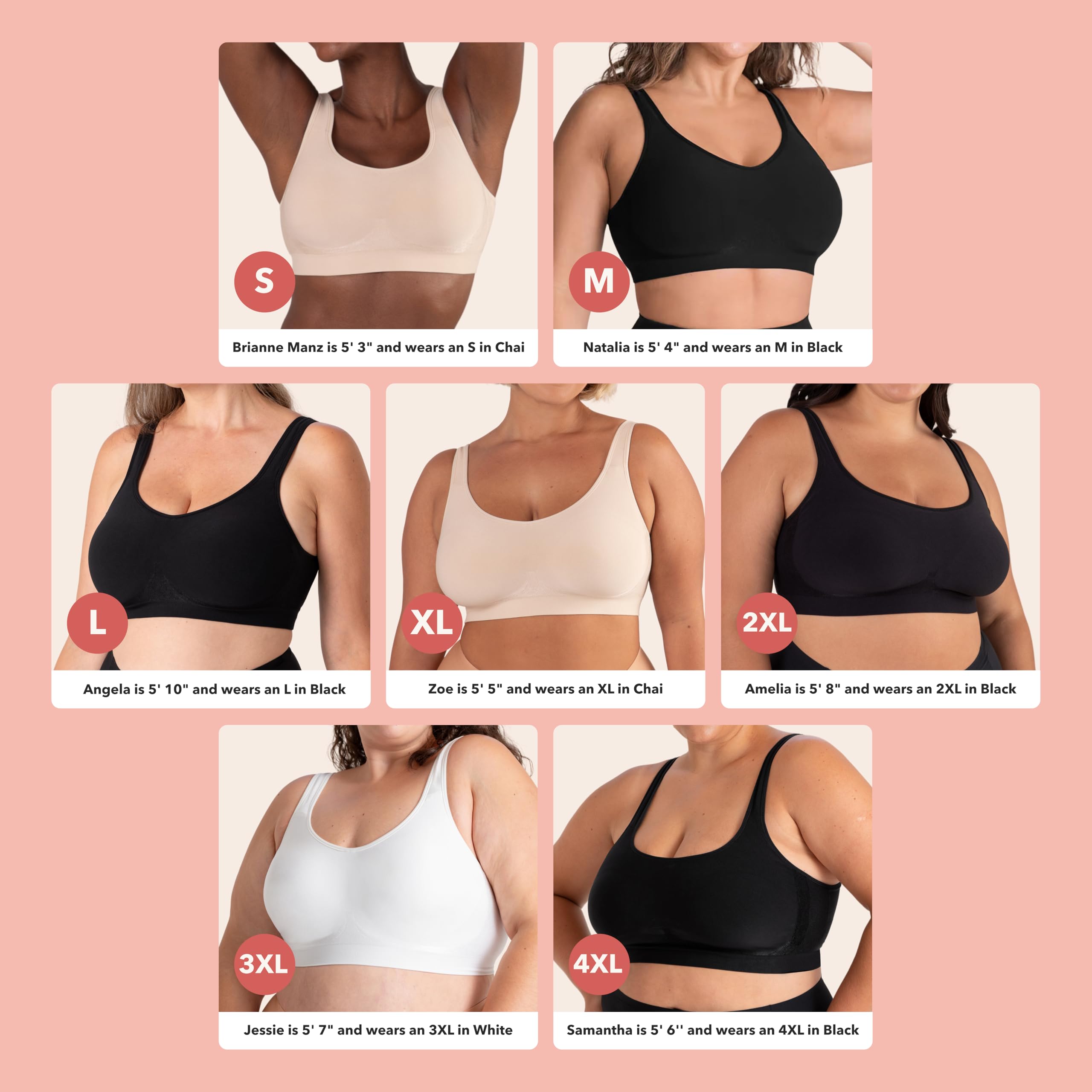 SHAPERMINT Bras for Women No Underwire - Seamless Bras for Women, Wireless Bra, Adjustable Plus Size Bra Black