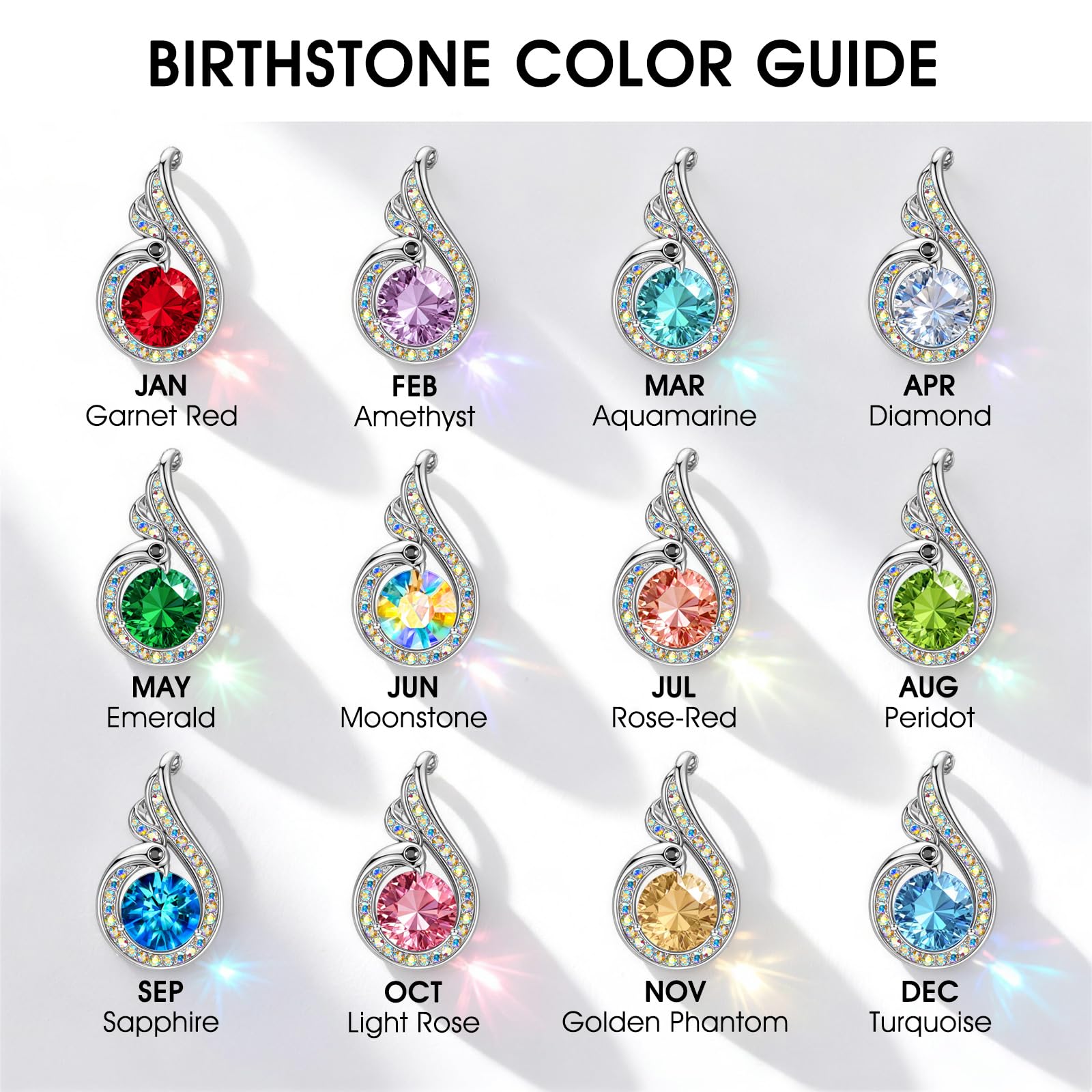 Kate Lynn Phoenix Birthstone Necklaces for Women Pendant Necklace Crystal Jewelry, Birthday Gifts for Women Wife Girlfriend Mothers Day Gift for Mom Daughter Unique Lady Christmas Jewelry Gift for Her, December Birthstone Turquoise Necklace