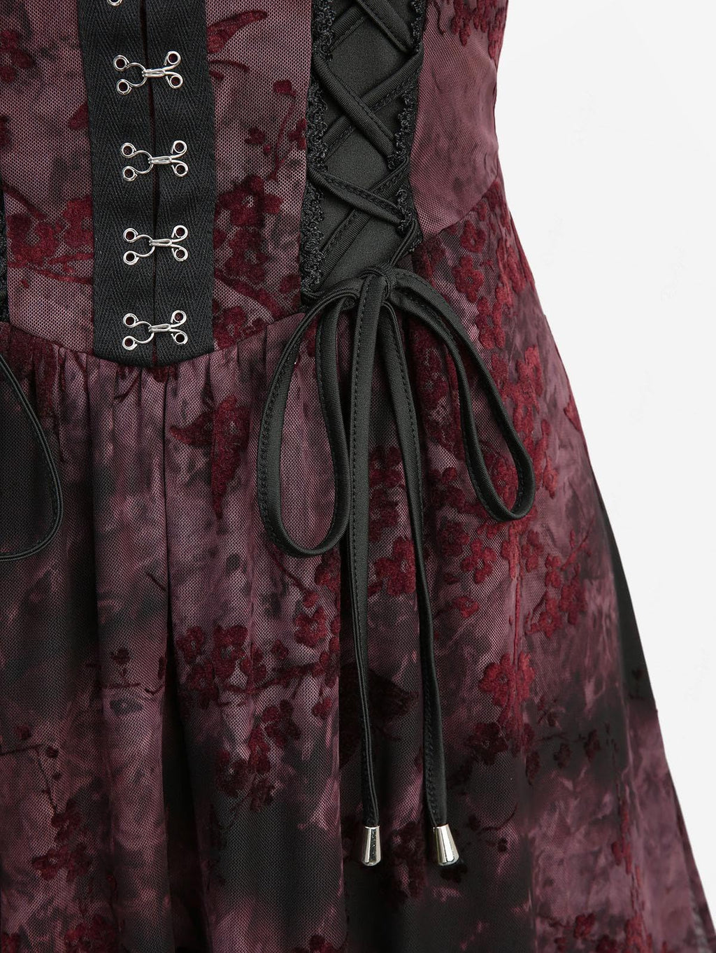 ROSE GAL Women Plus Size Renaissance Steampunk Corset Dress Flocking Ruffles Hook-and-Eye High Low Retro Victorian Goth Dress(Red_1/1X)