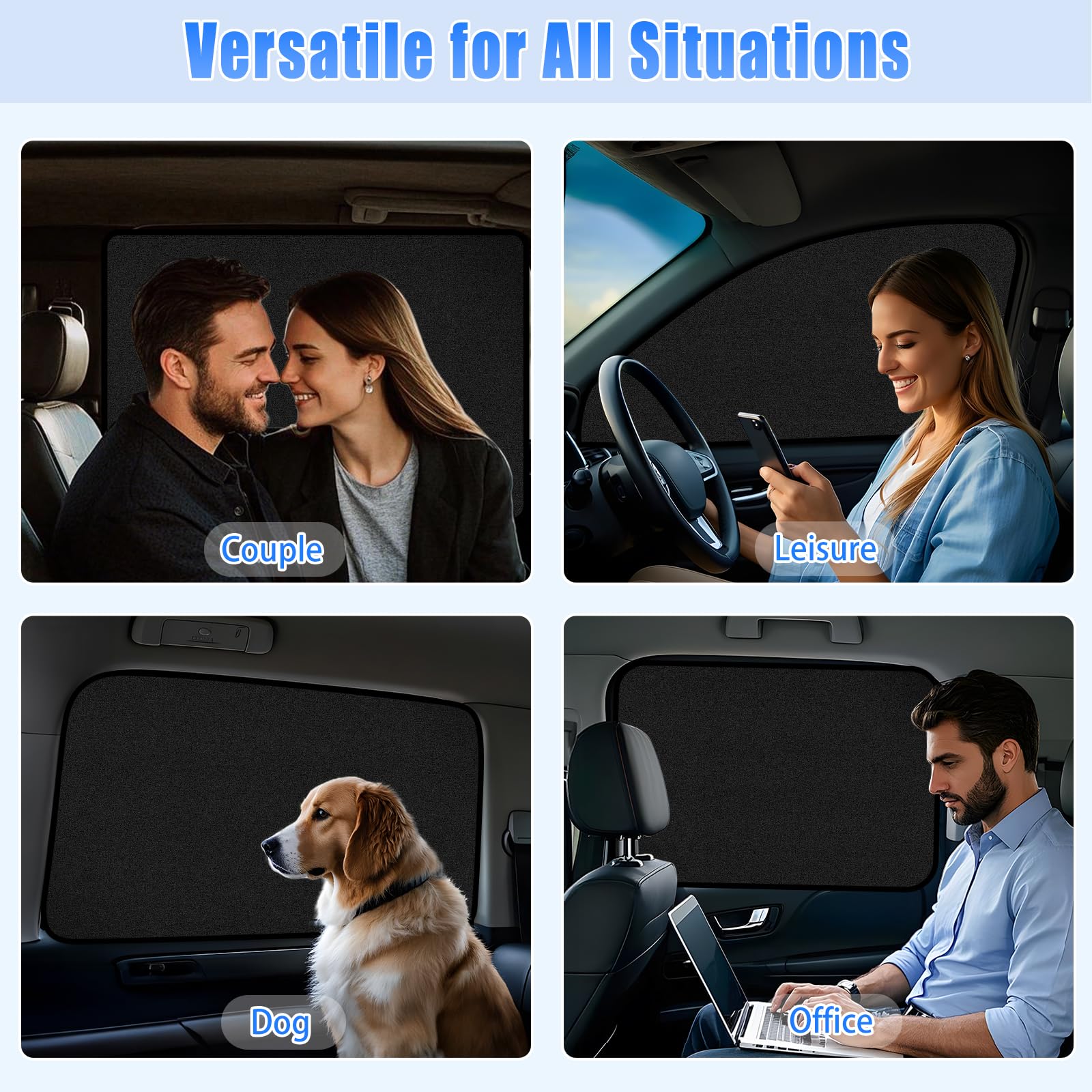 ZATOOTO Suede Car Window Shades 4PCS - Car Window Covers for Ultimate Privacy, UV Protection, and Heat Insulation, Side Window Sun Shade Perfect for Camping, Travel, Baby Safety, and Daily Use
