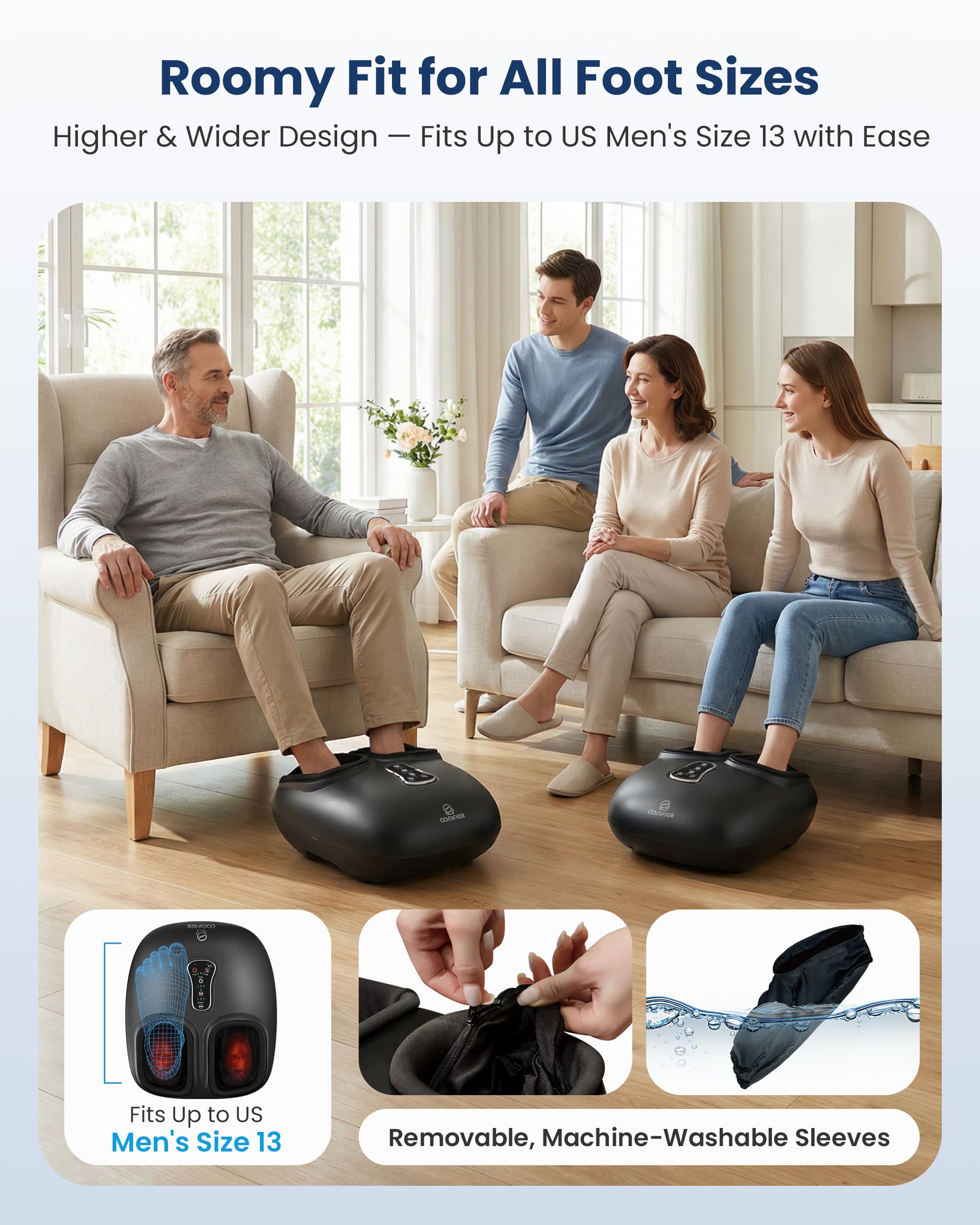 COMFIER Shiatsu Foot Massager with Heat[FSA Eligible HSA],2026 Upgraded Feet Massager Machine for Plantar Fasciitis,Neuropathy Pain with Vibration,Compression, 13In, Gifts for Women Men