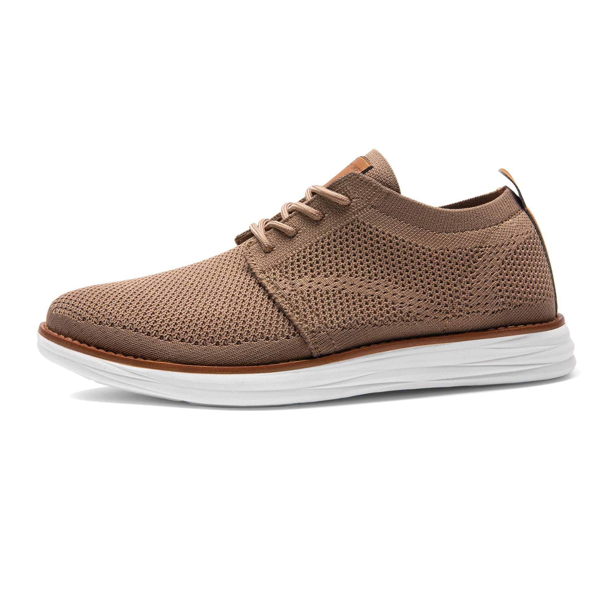 Bruno Marc Men's KnitFlex Breeze Mesh Oxford Sneakers - Breathable Business Casual Shoes Lightweight & Comfortable Walking Shoes for Men, Size 9,Light/Brown,GRAND-01