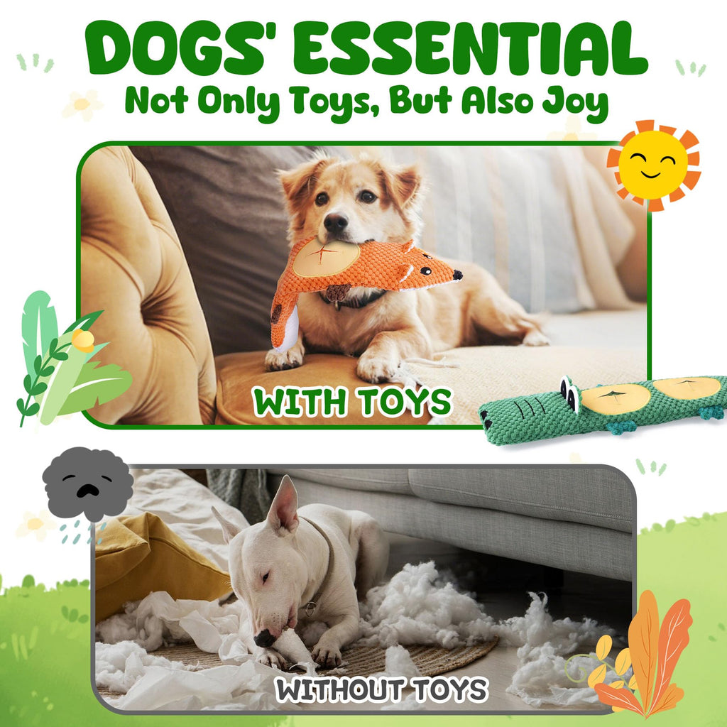 XIUGOAL Dog Toys for Aggressive Chewers, 2 Pack No Stuffing Dog Toys for Boredom and Teething, Squeaky Chew Toy for Small, Medium Breed to Keep Them Busy