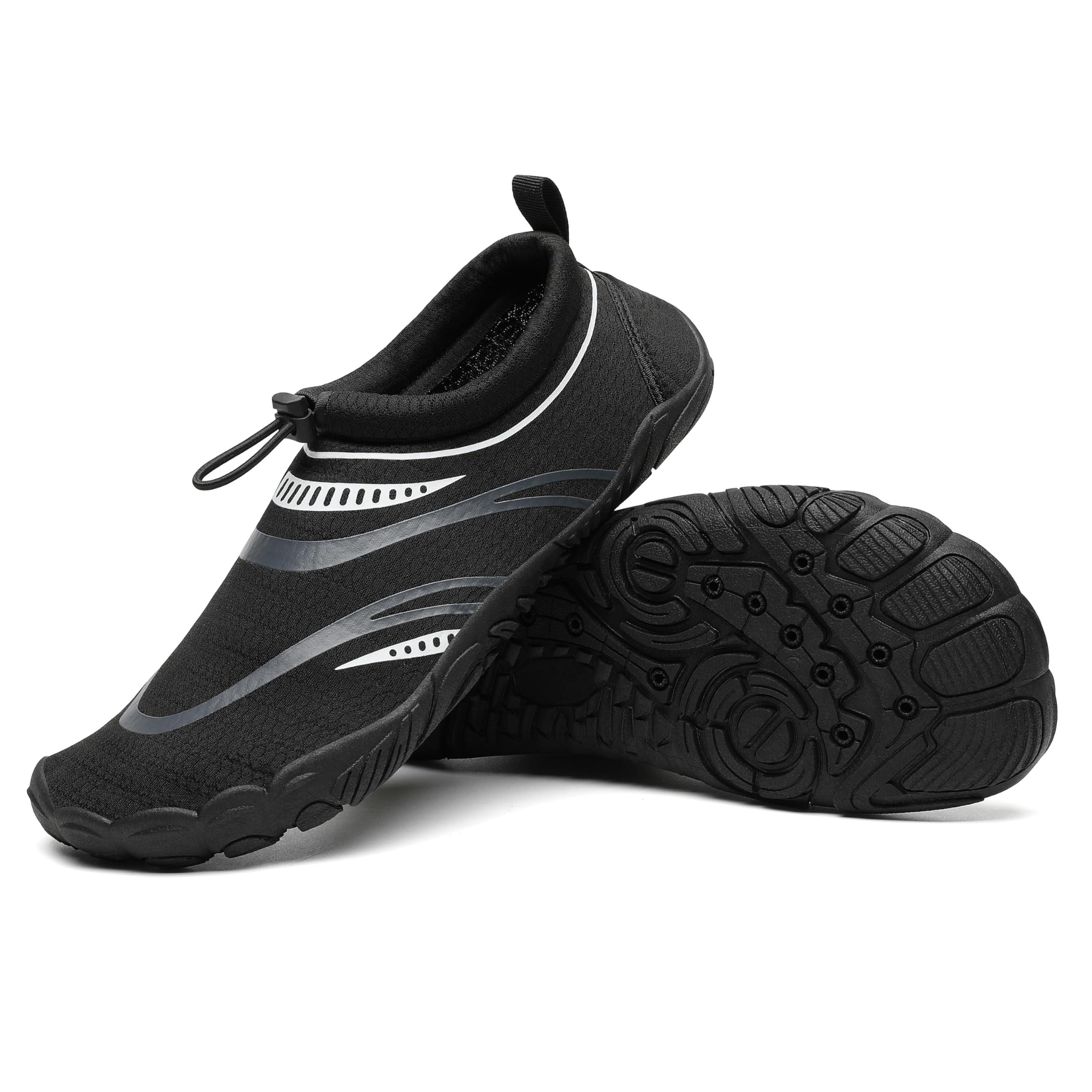 Mishansha Breathable Water Shoes for Women Non-Slip Beach Shoes Quick Dry Surfing Kayaking Fishing Five Toes Coal Black-E0153 7.5 Women/5.5 Men