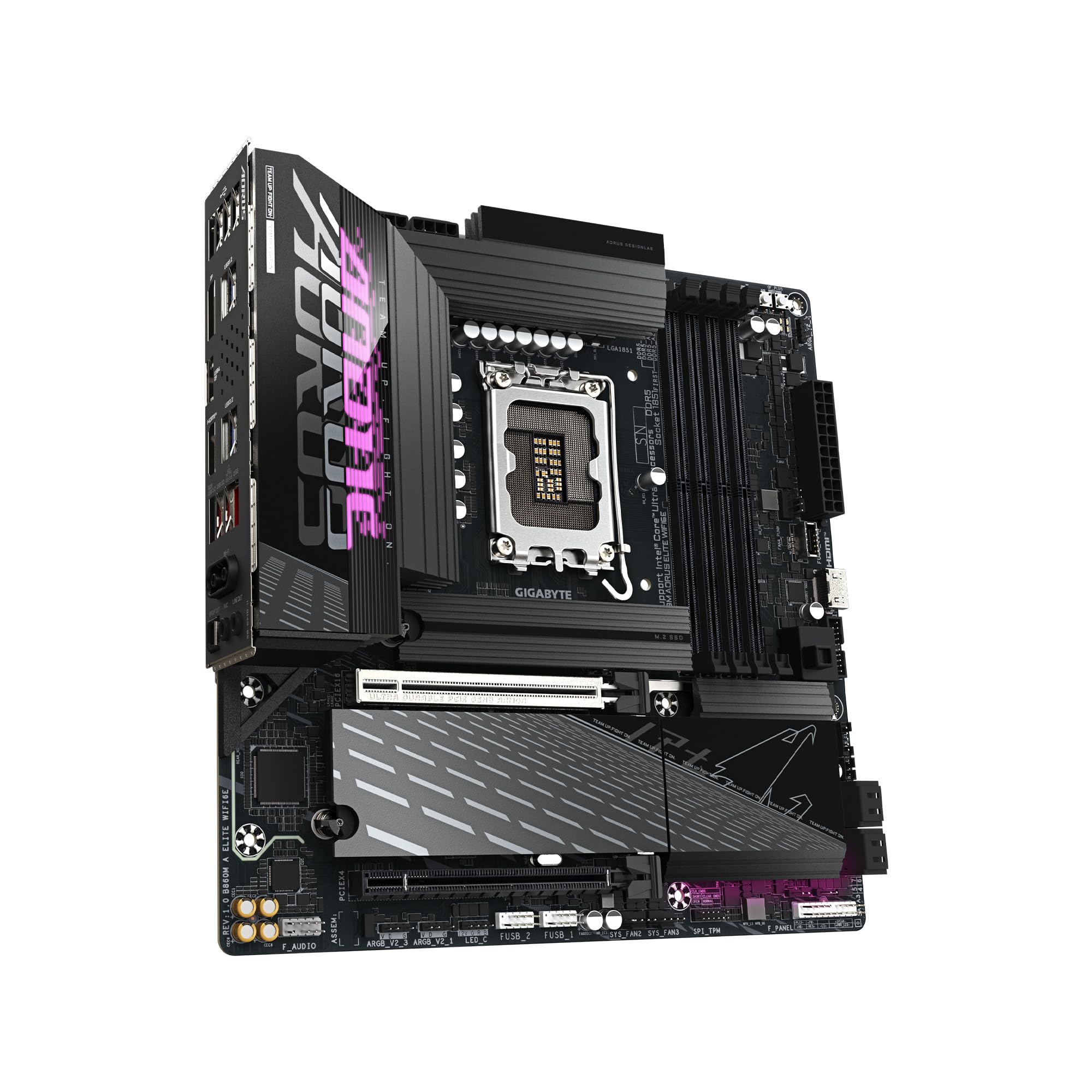 GIGABYTE B860M AORUS Elite WIFI6E Intel Core Ultra (Series 2) LGA 1851 Motherboard, mATX, DDR5, 3X M.2, PCIe 5.0, USB-C, WIFI6E, 2.5GbE LAN, EZ-Latch