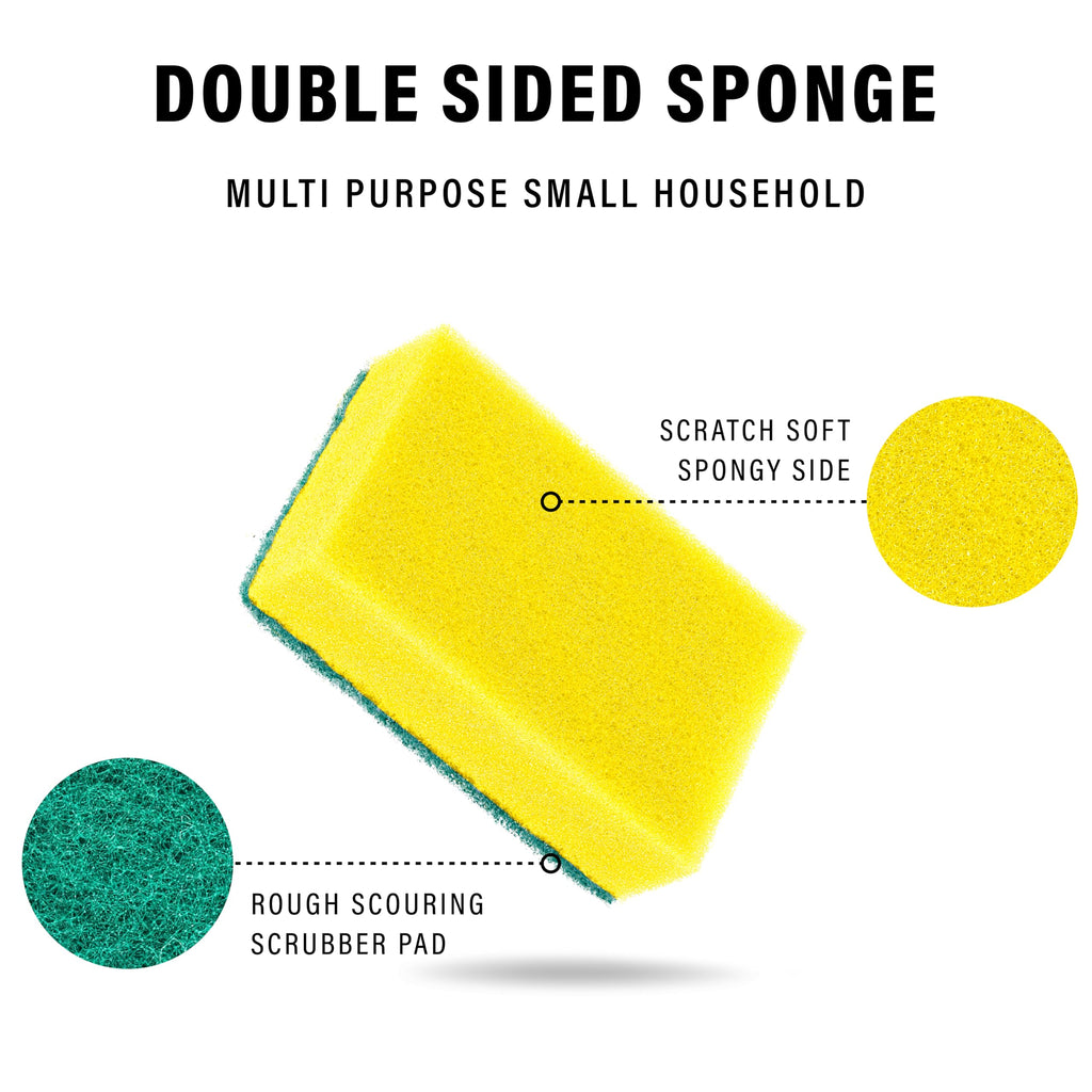 DecorRack 80 Count Non-Scratch Cleaning Scrub Sponges, Dual-Sided Heavy Duty Kitchen Sponges for Dishes, Cleaning Household, Bathroom, Car Wash - Yellow (Pack of 80)