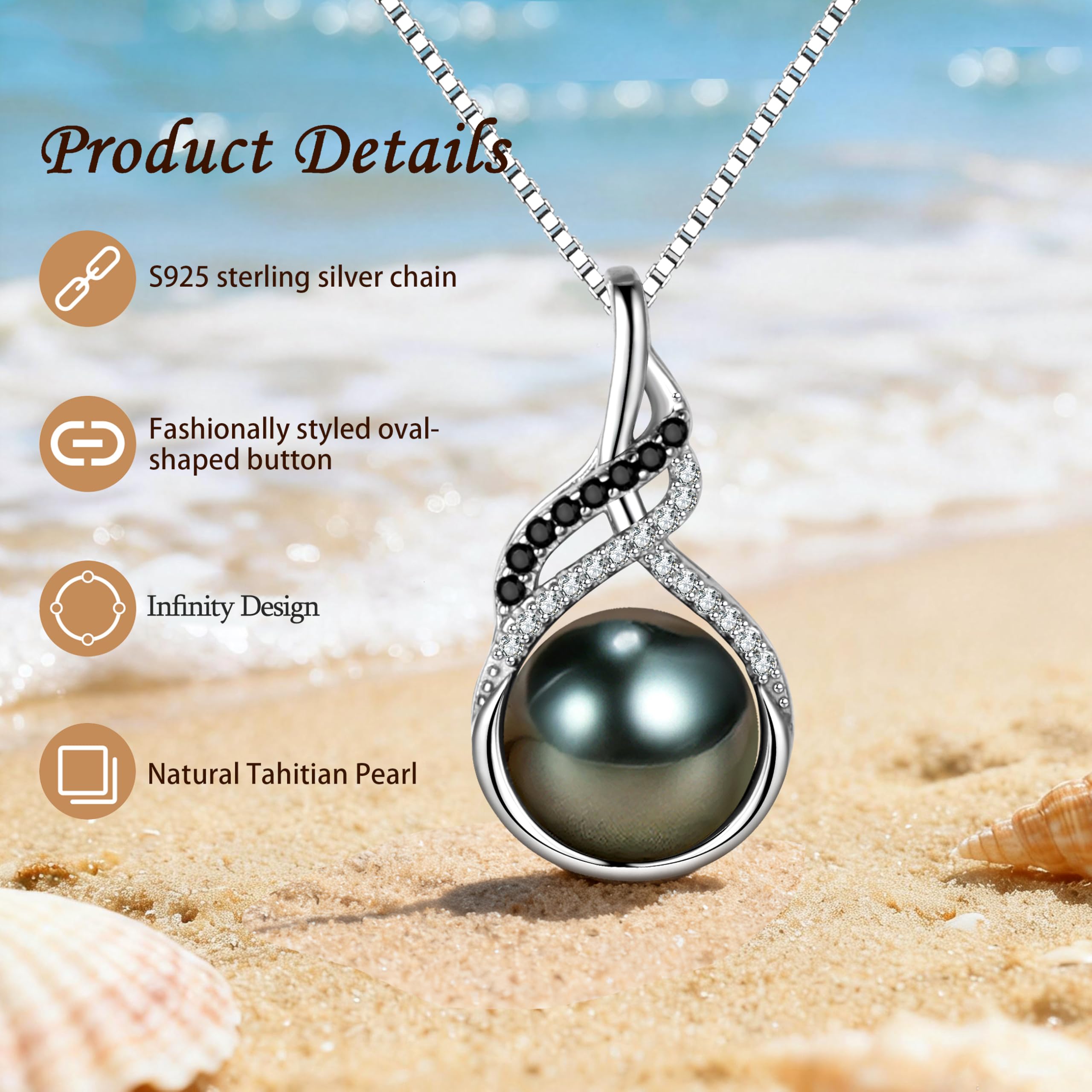 NONNYL Gift for Wife Women Wedding Birthday Anniversary Jewelry- Mother's Day Valentines Day Gifts for Mom Her Black Pearl Necklace for Women | Birthday Gifts for Women Wife Christmas
