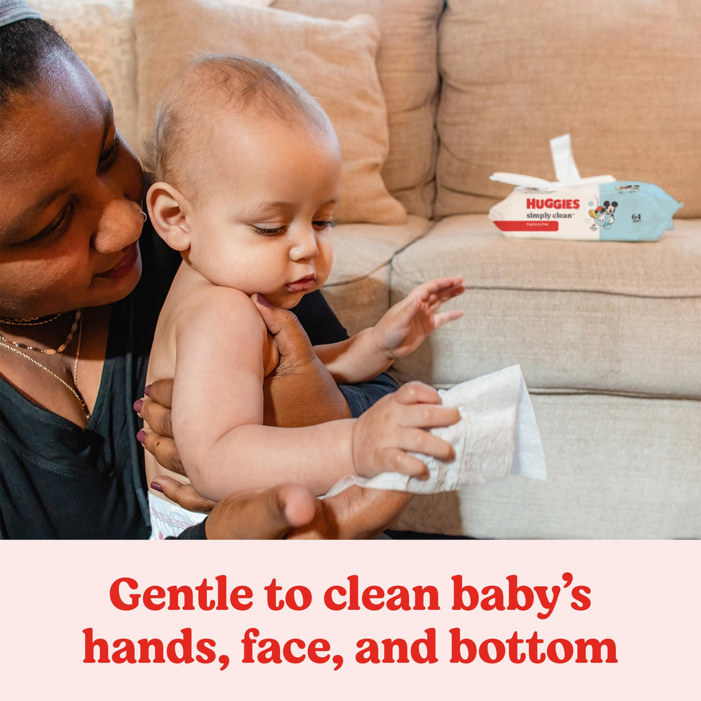 Huggies Simply Clean Unscented Baby Diaper Wipes, 11 Flip-Top Packs (704 Wipes Total), Packaging May Vary