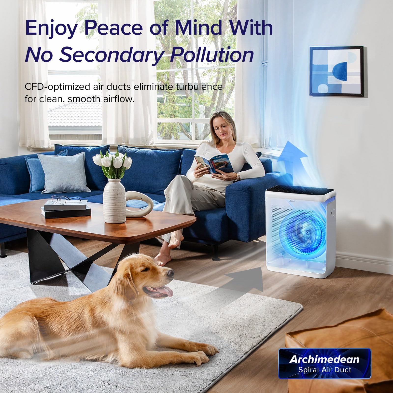 LEVOIT Air Purifiers for Home Large Room Up to 1875 Ft² with Washable Pre-Filter, AHAM VERIFIDE, Air Quality Monitor, HEPA Sleep Mode for Allergies, Pet Hair in Bedroom, Vital 200S-P, White