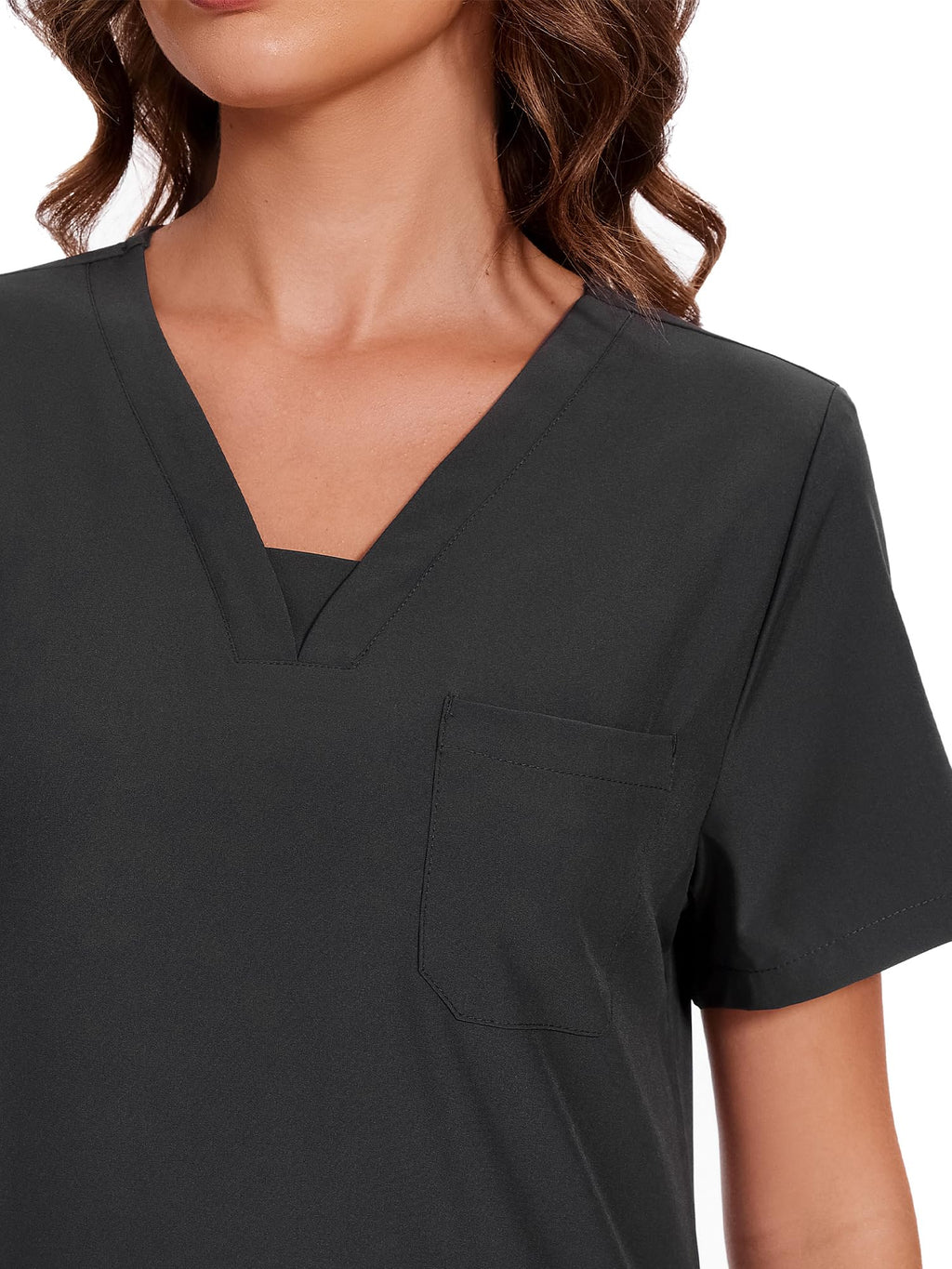 COZYFIT Scrubs for Women - V-Neck Top & Cargo Pants Scrubs Set with 10 Pockets - Dark Grey, XS