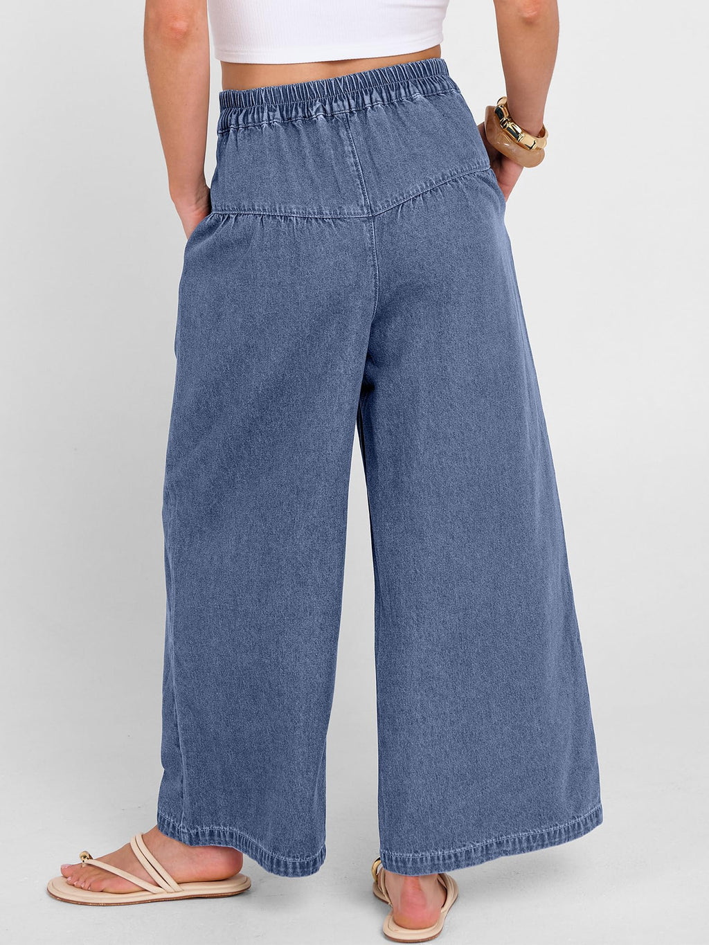 ANRABESS Womens Wide Leg Barrel Jeans 2026 Fashion Spring Baggy High Waisted Trendy Cropped Flowy Denim Pants with Pockets Water Blue Medium