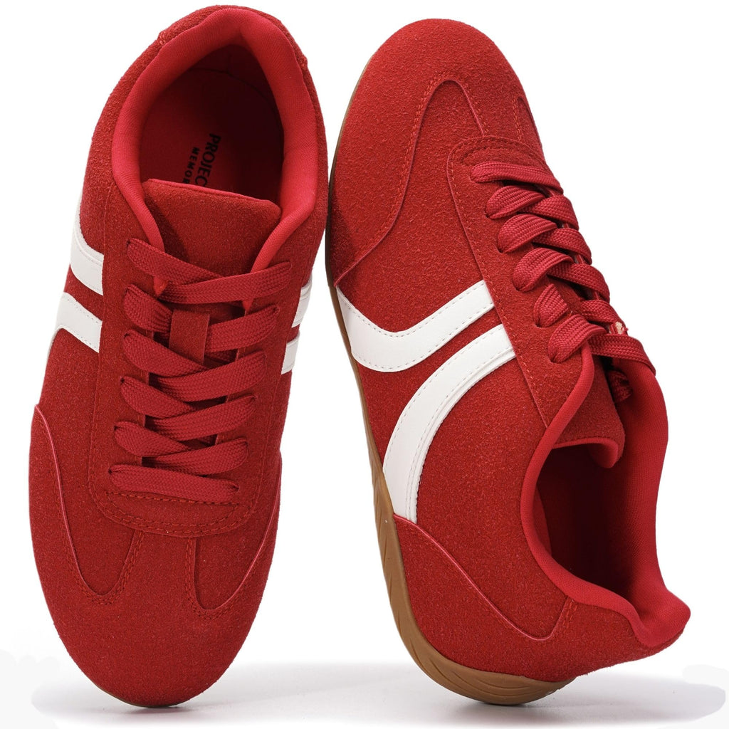 Project Cloud Barefoot Shoes Women – Memory Foam Lace-Up Womens Sneakers – Lightweight & Non Slip Womens Shoes Casual – All-Day Women's Fashion Sneakers for 2026 (Goal, RED, 7)