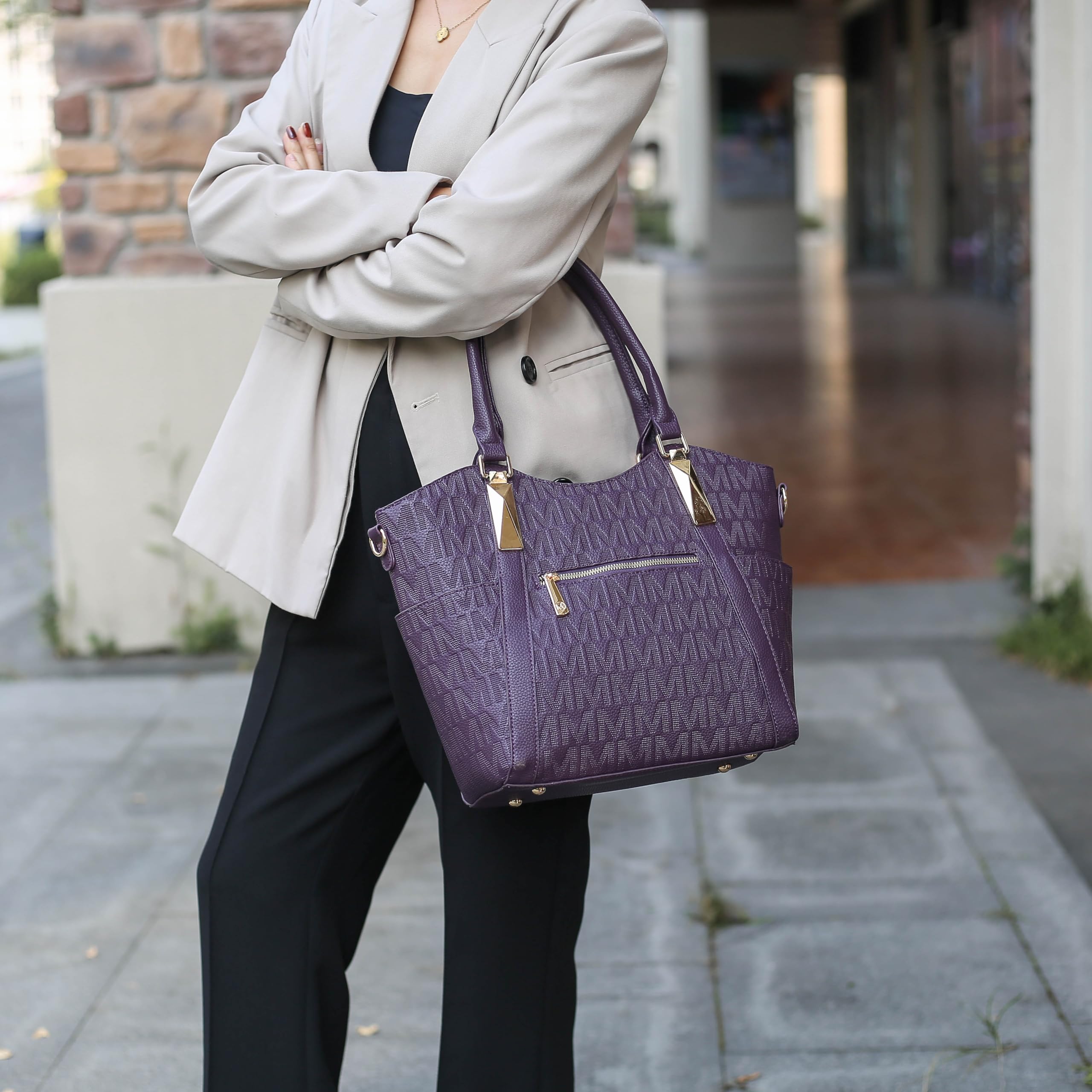 MKF Collection Signature Tote Bag for Women, Handbag Top-Handle Vegan Leather Purse by Mia K