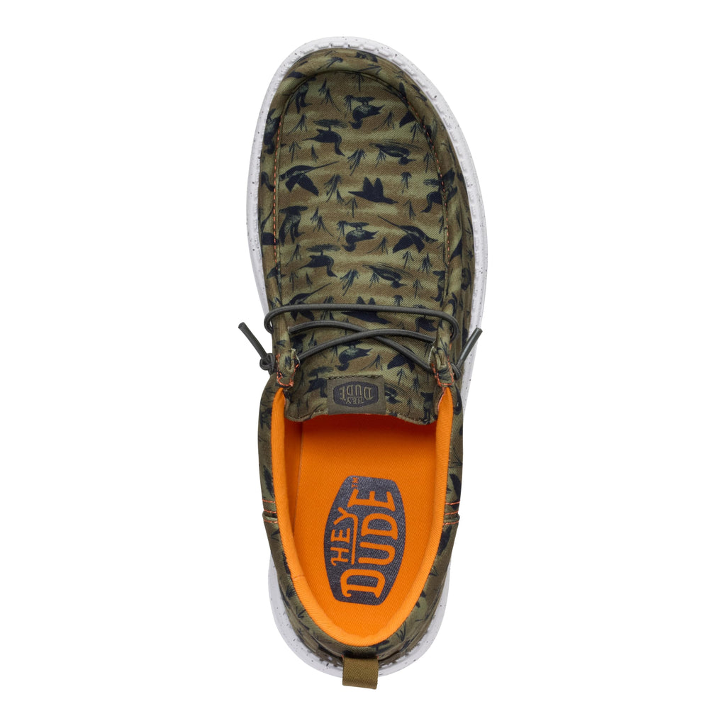 HEYDUDE Wally Funk Duck Print Dark Olive/Multi 11, Mens Shoes, Slip-on Loafers, Comfortable & Light-Weight